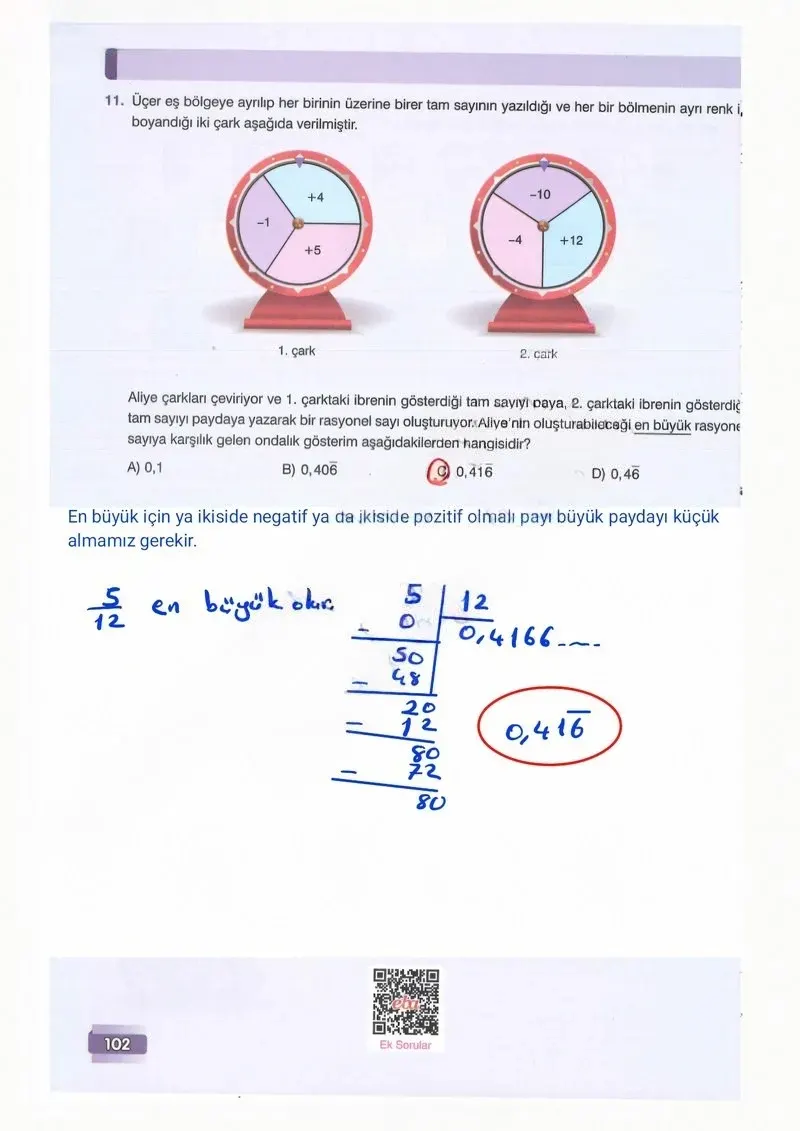 7. Sınıf Matematik Ders Kitabı Cevapları Edat Yayınları Sayfa 102 Çözüm Görseli
