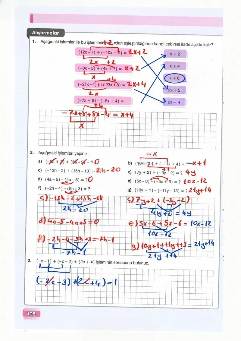 7. Sınıf Matematik Ders Kitabı Cevapları Edat Yayınları Sayfa 108 Çözüm Görseli