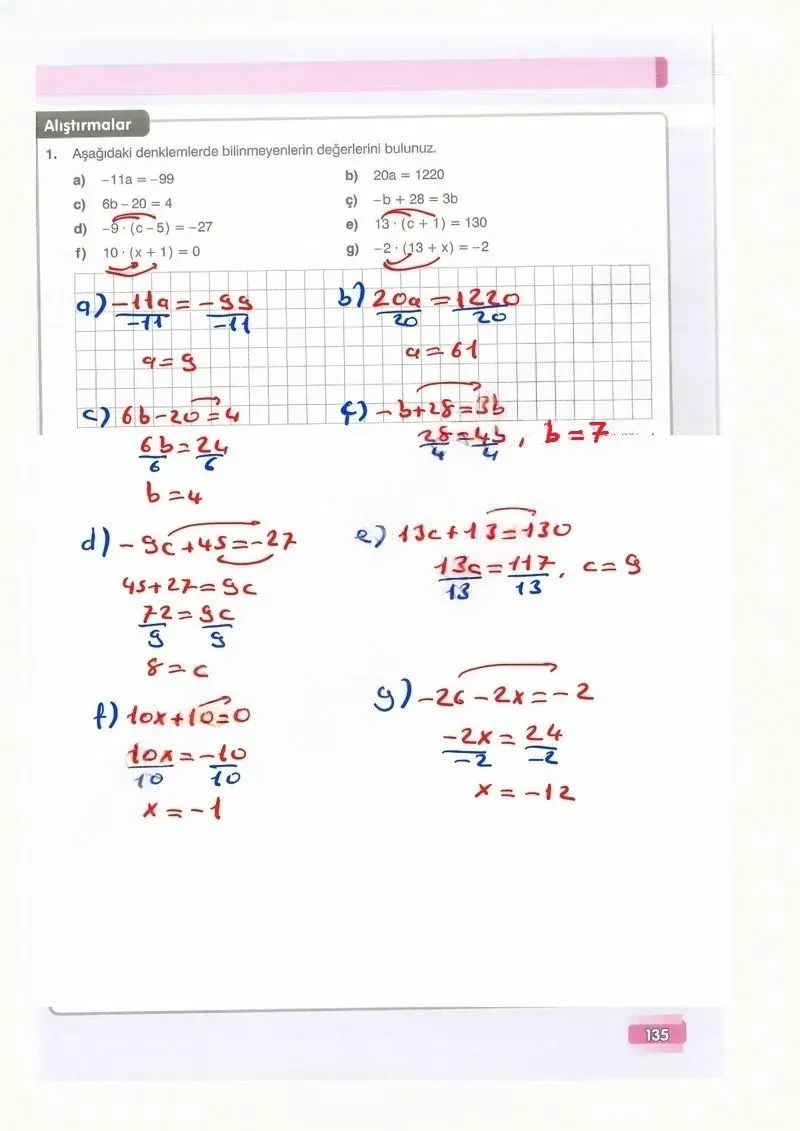 7. Sınıf Matematik Ders Kitabı Cevapları Edat Yayınları Sayfa 135 Çözüm Görseli