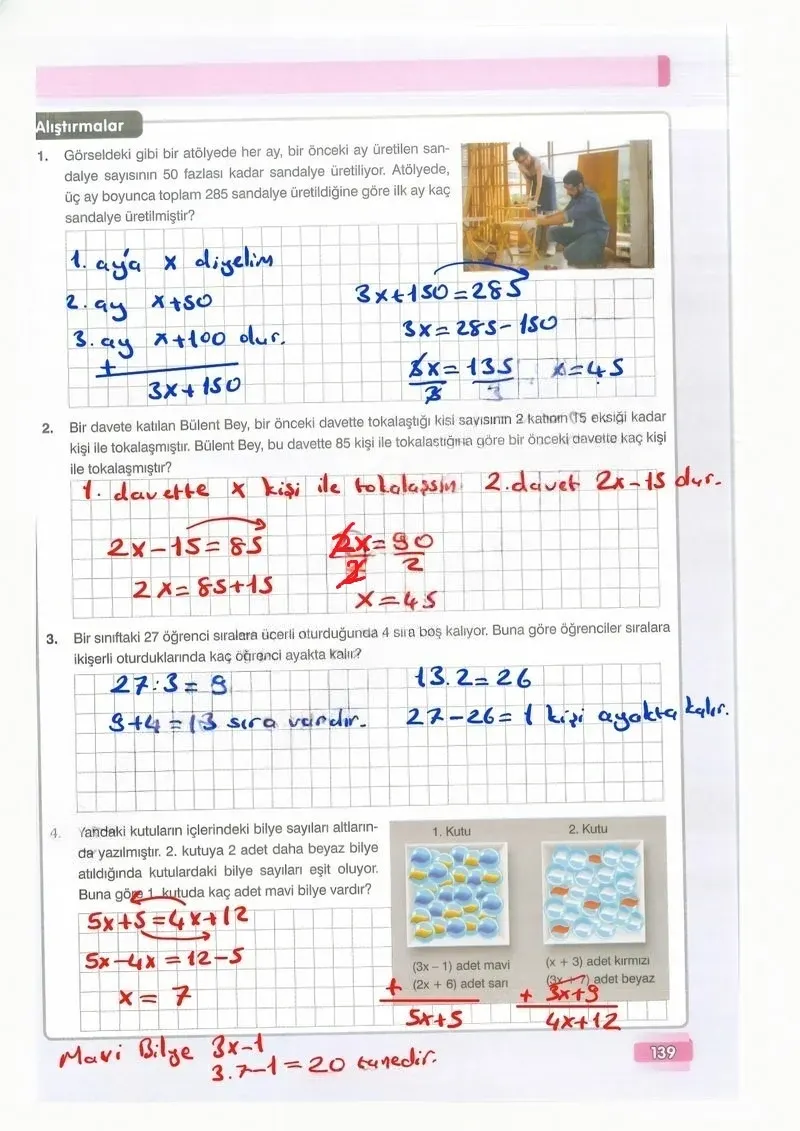 7. Sınıf Matematik Ders Kitabı Cevapları Edat Yayınları Sayfa 139 Çözüm Görseli