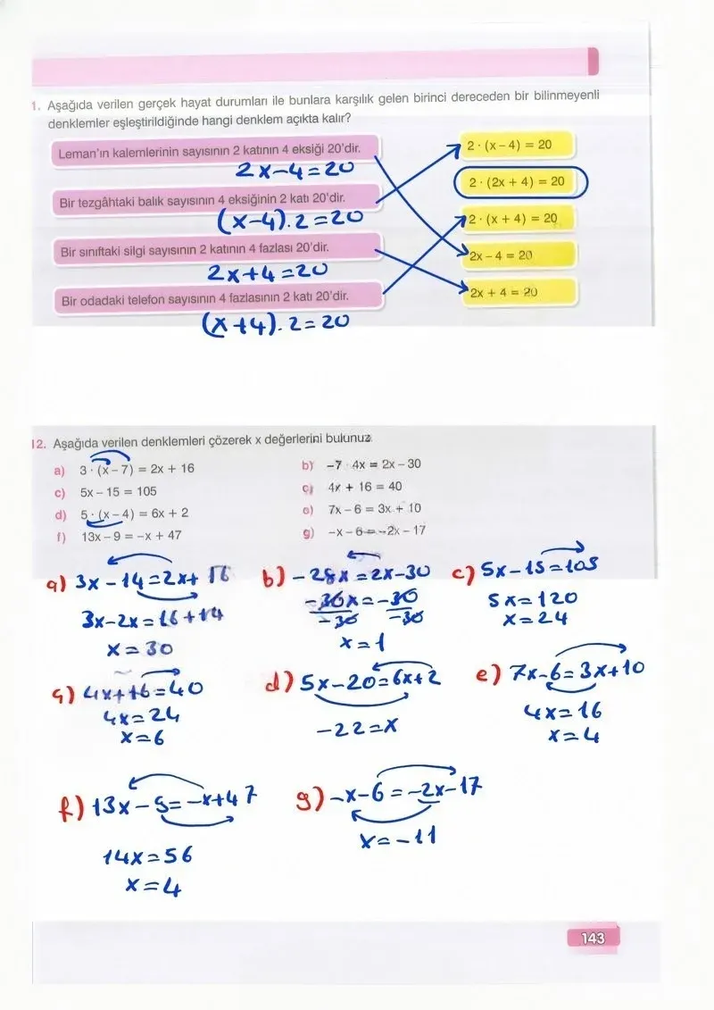 7. Sınıf Matematik Ders Kitabı Cevapları Edat Yayınları Sayfa 143 Çözüm Görseli