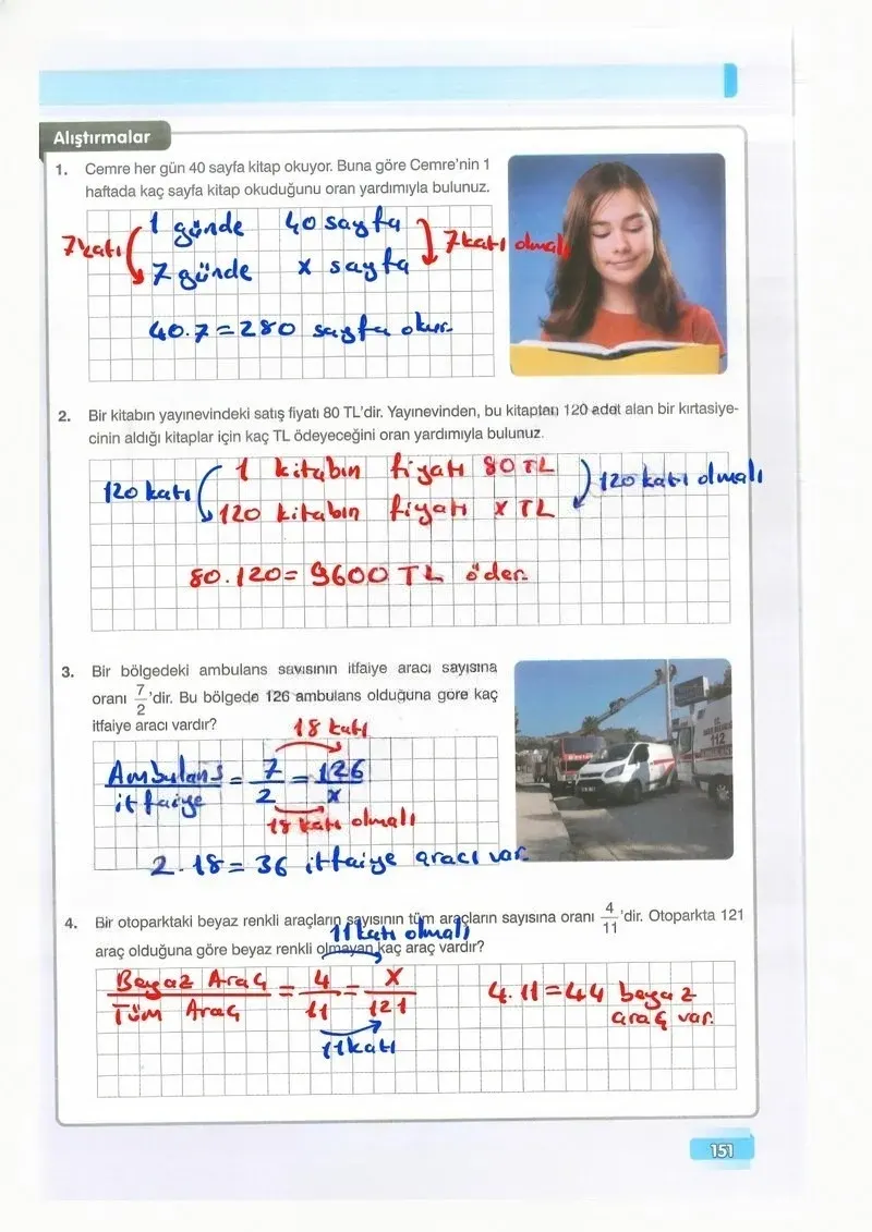 7. Sınıf Matematik Ders Kitabı Cevapları Edat Yayınları Sayfa 151 Çözüm Görseli