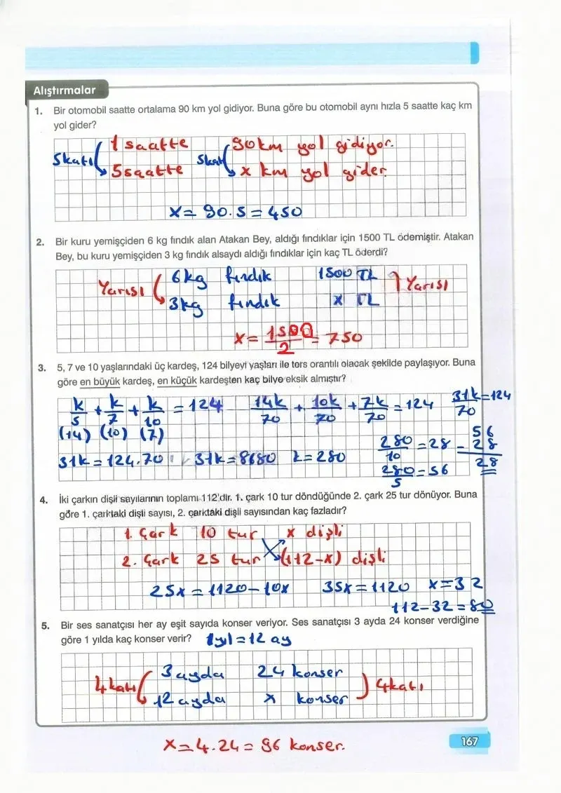 7. Sınıf Matematik Ders Kitabı Cevapları Edat Yayınları Sayfa 167 Çözüm Görseli
