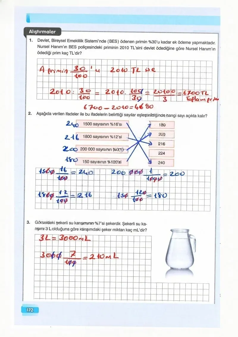 7. Sınıf Matematik Ders Kitabı Cevapları Edat Yayınları Sayfa 172 Çözüm Görseli