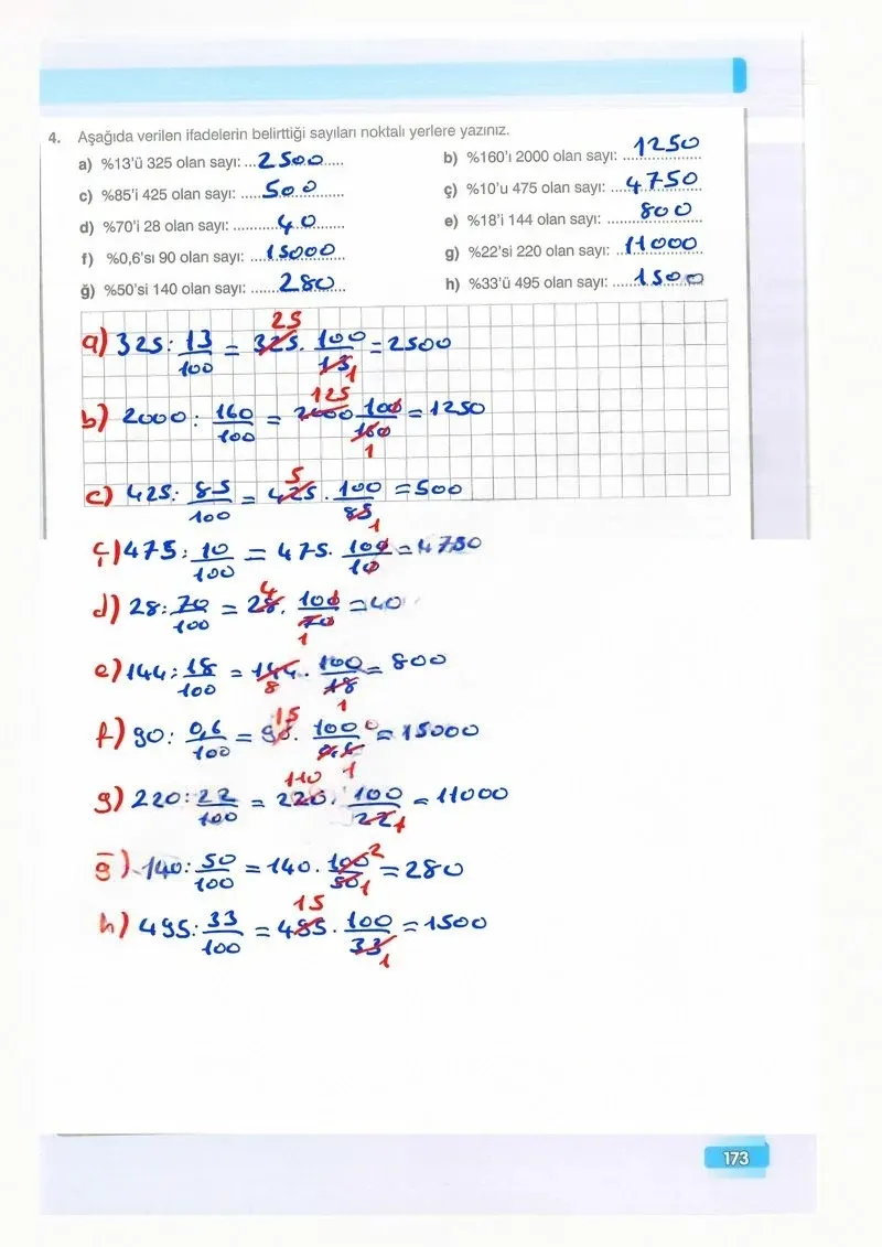 7. Sınıf Matematik Ders Kitabı Cevapları Edat Yayınları Sayfa 173 Çözüm Görseli