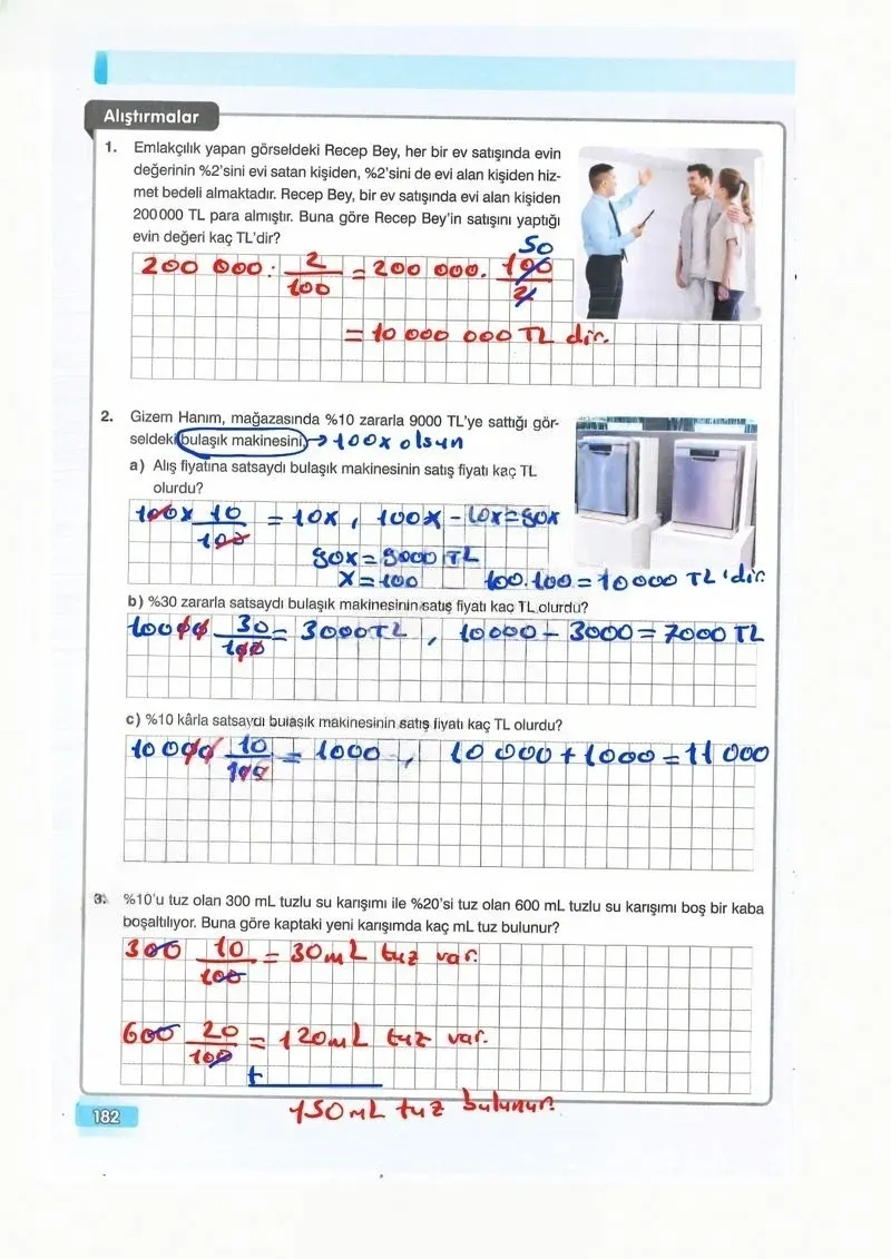 7. Sınıf Matematik Ders Kitabı Cevapları Edat Yayınları Sayfa 182 Çözüm Görseli