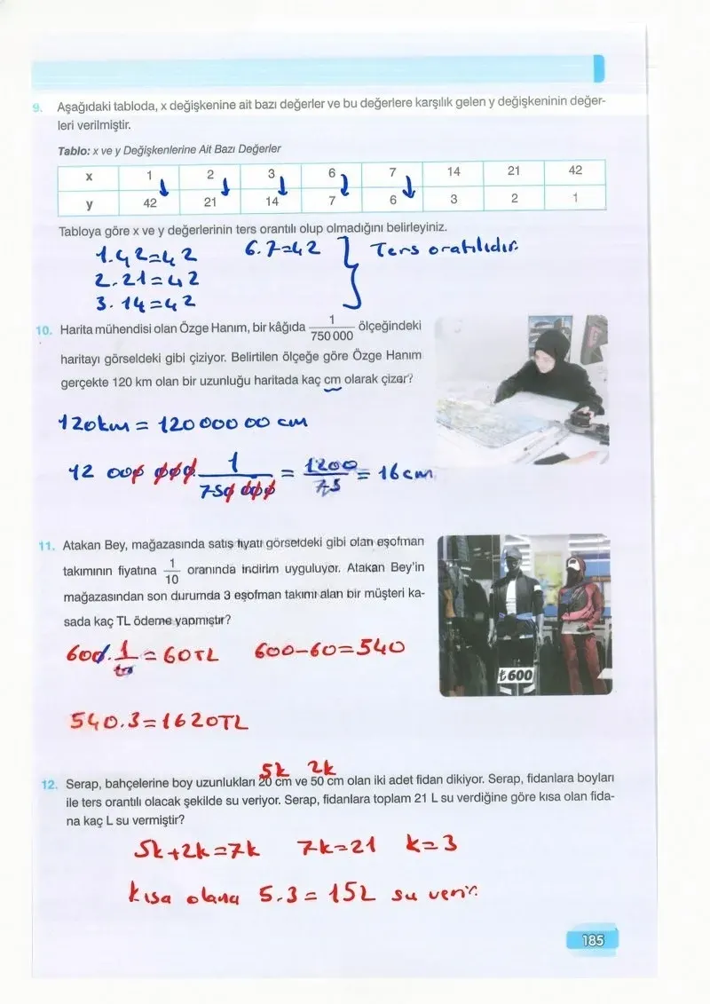 7. Sınıf Matematik Ders Kitabı Cevapları Edat Yayınları Sayfa 185 Çözüm Görseli