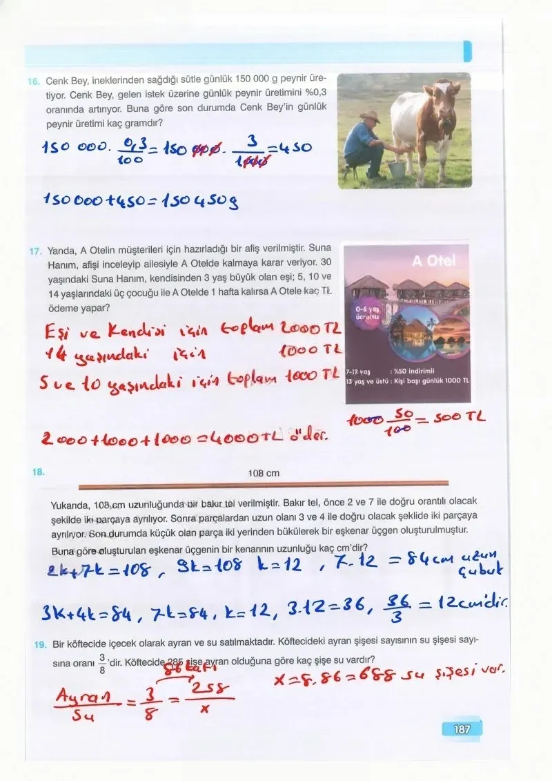 7. Sınıf Matematik Ders Kitabı Cevapları Edat Yayınları Sayfa 187 Çözüm Görseli