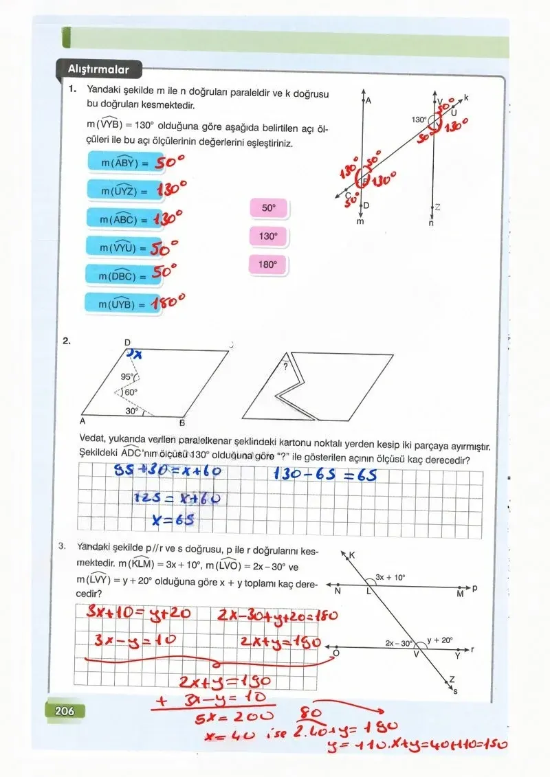 7. Sınıf Matematik Ders Kitabı Cevapları Edat Yayınları Sayfa 206 Çözüm Görseli