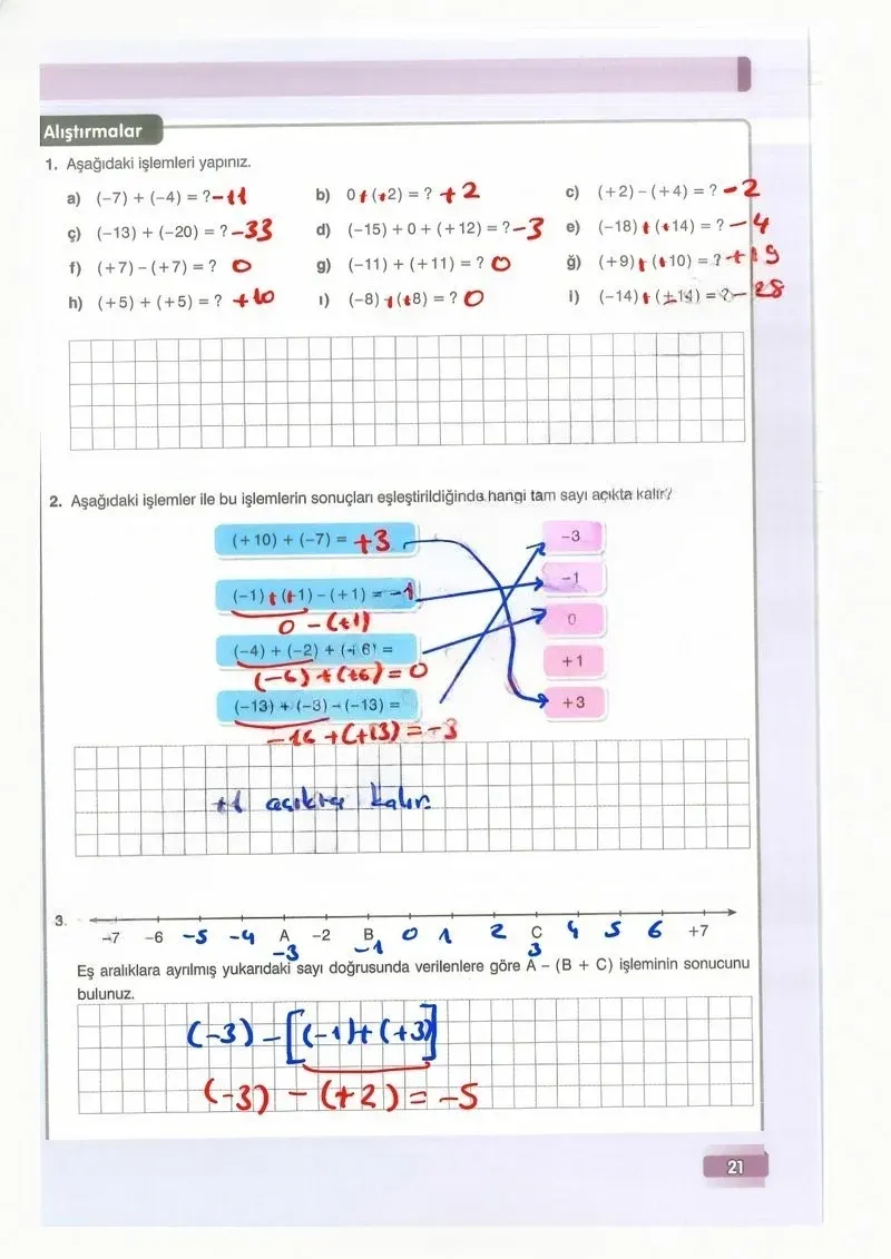 7. Sınıf Matematik Ders Kitabı Cevapları Edat Yayınları Sayfa 21 Çözüm Görseli
