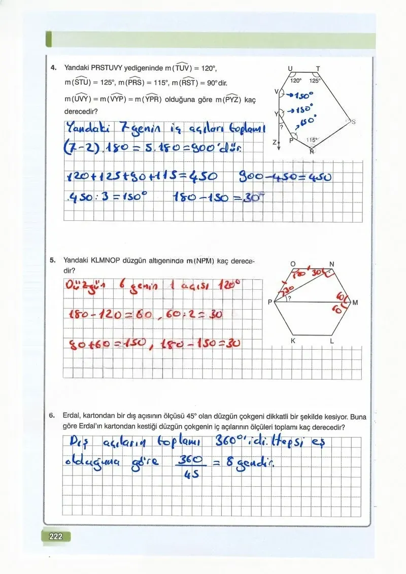 7. Sınıf Matematik Ders Kitabı Cevapları Edat Yayınları Sayfa 222 Çözüm Görseli