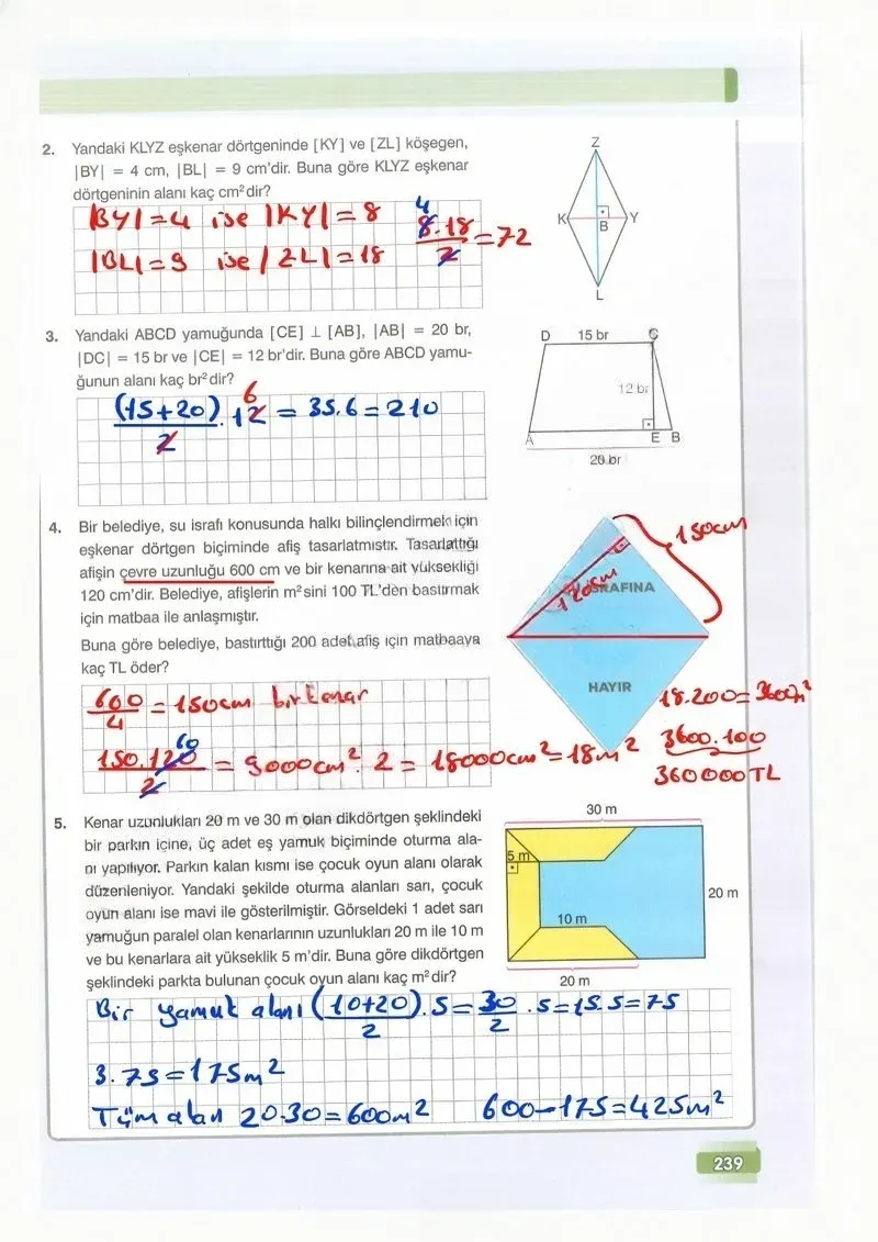 7. Sınıf Matematik Ders Kitabı Cevapları Edat Yayınları Sayfa 239 Çözüm Görseli