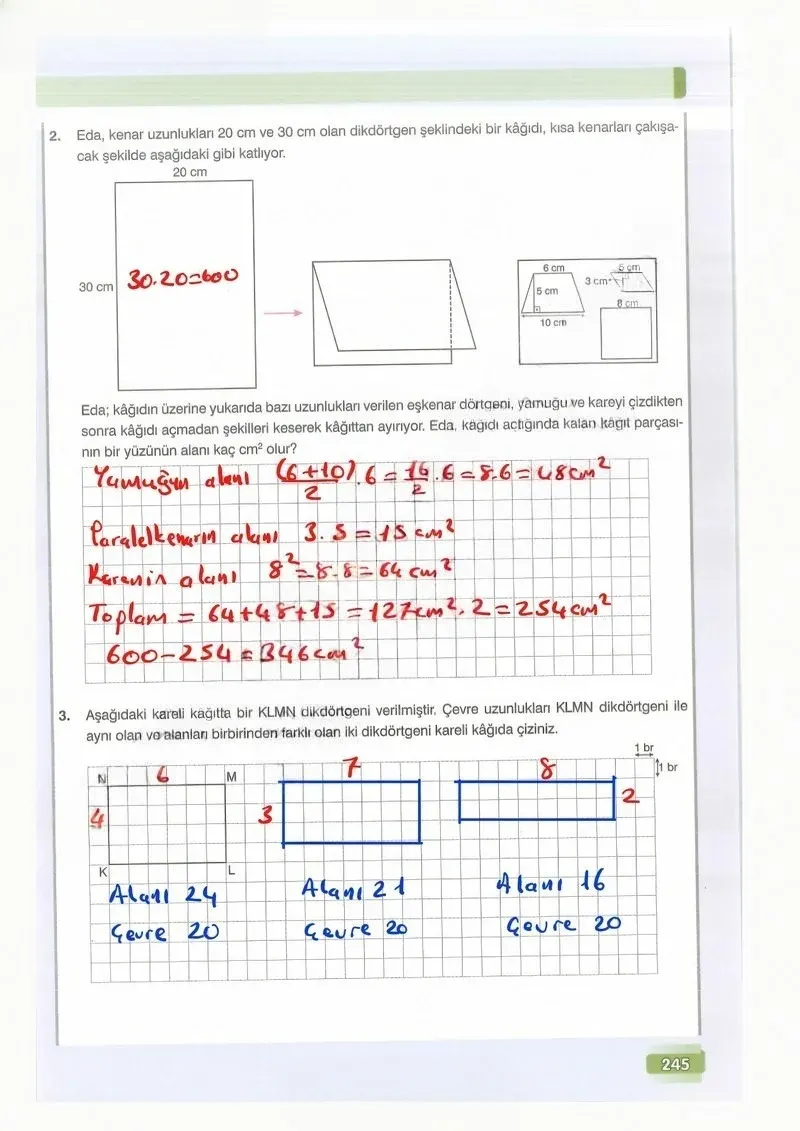 7. Sınıf Matematik Ders Kitabı Cevapları Edat Yayınları Sayfa 245 Çözüm Görseli