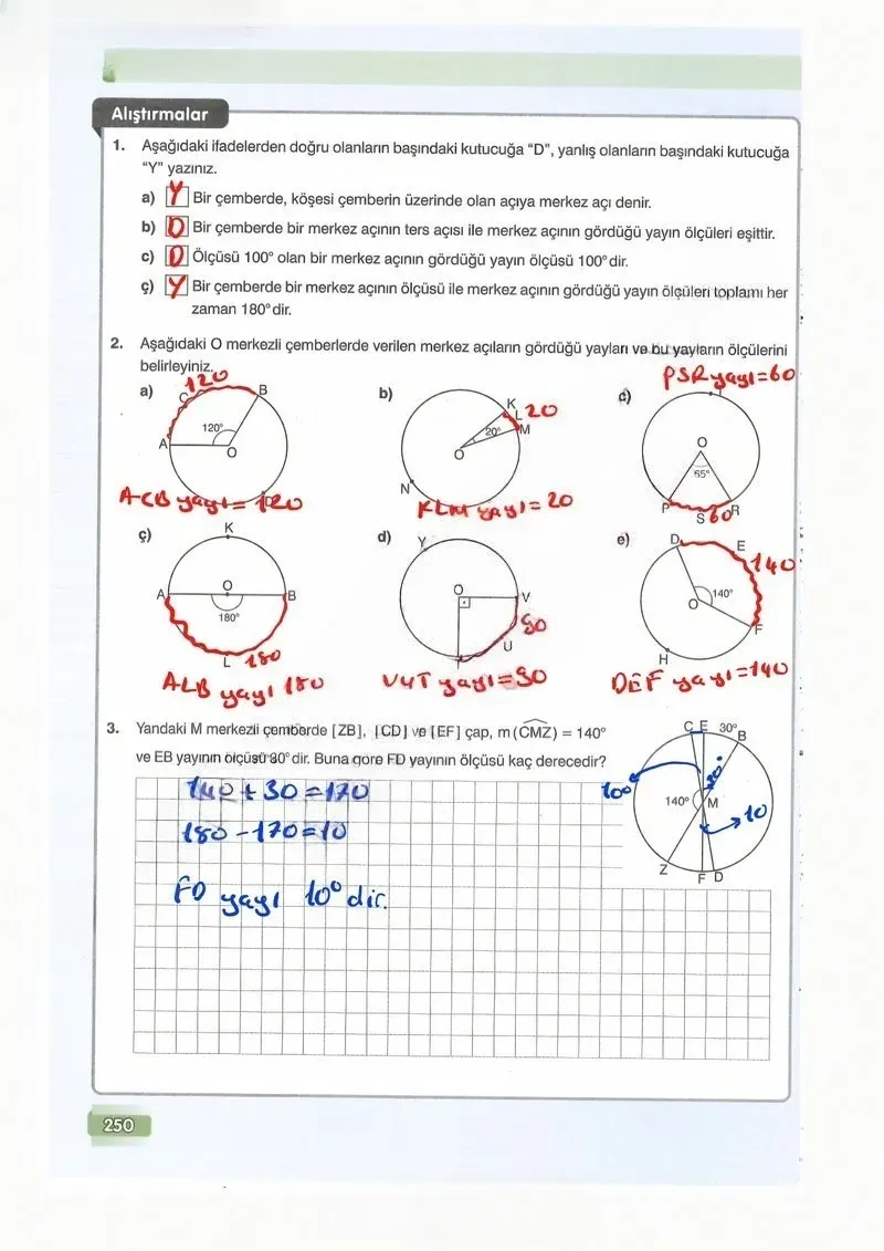 7. Sınıf Matematik Ders Kitabı Cevapları Edat Yayınları Sayfa 250 Çözüm Görseli