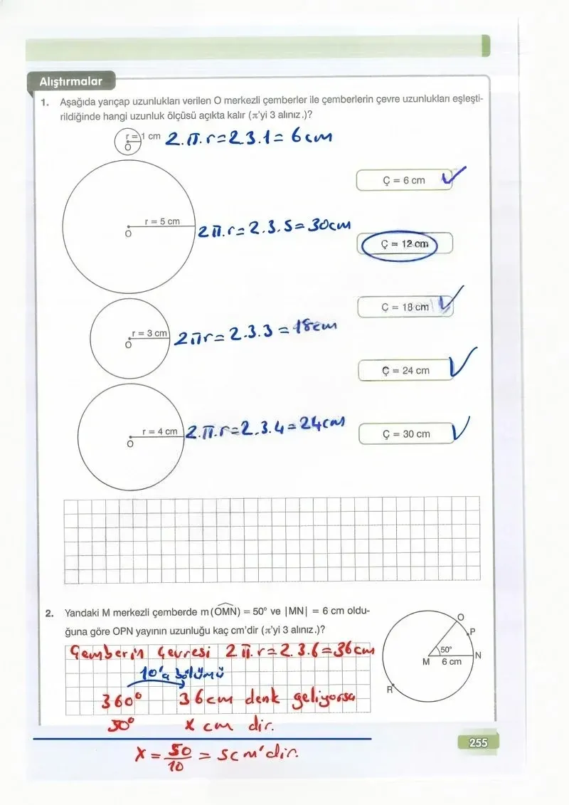 7. Sınıf Matematik Ders Kitabı Cevapları Edat Yayınları Sayfa 255 Çözüm Görseli