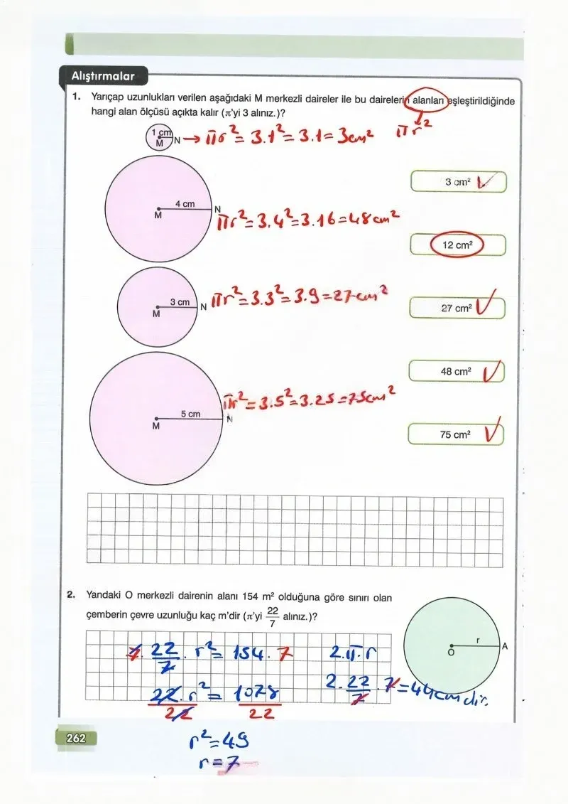 7. Sınıf Matematik Ders Kitabı Cevapları Edat Yayınları Sayfa 262 Çözüm Görseli