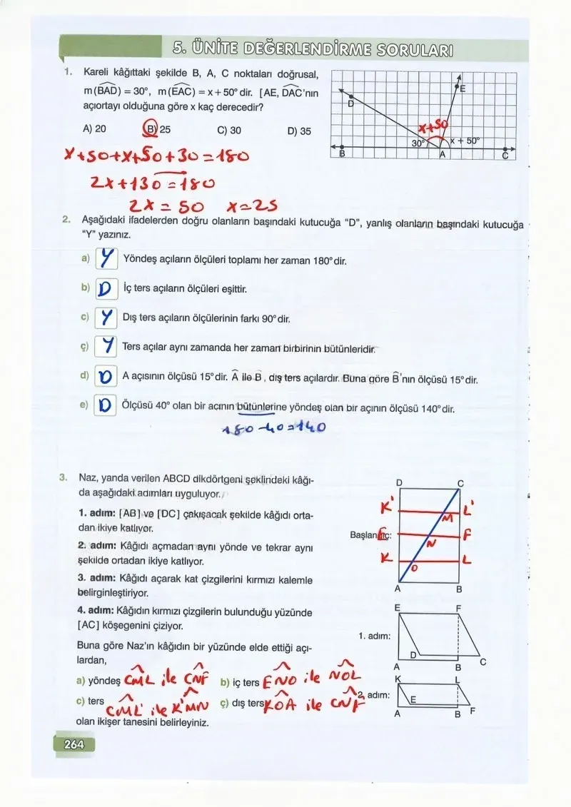 7. Sınıf Matematik Ders Kitabı Cevapları Edat Yayınları Sayfa 264 Çözüm Görseli