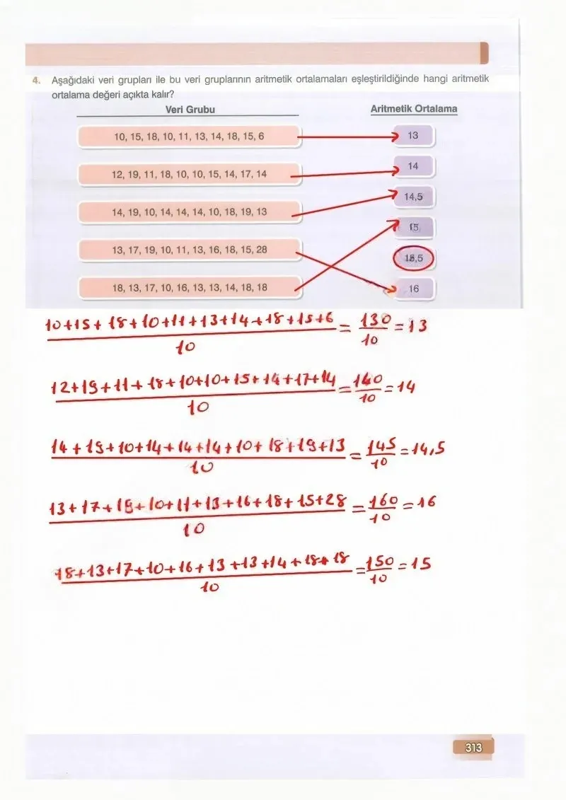 7. Sınıf Matematik Ders Kitabı Cevapları Edat Yayınları Sayfa 313 Çözüm Görseli