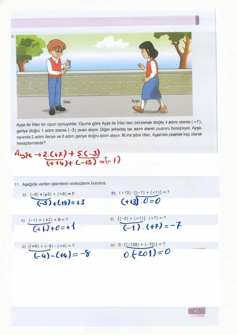 7. Sınıf Matematik Ders Kitabı Cevapları Edat Yayınları Sayfa 45 Çözüm Görseli