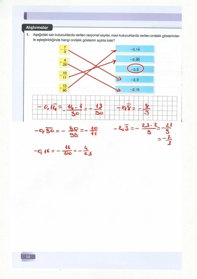 7. Sınıf Matematik Ders Kitabı Cevapları Edat Yayınları Sayfa 58 Çözüm Görseli