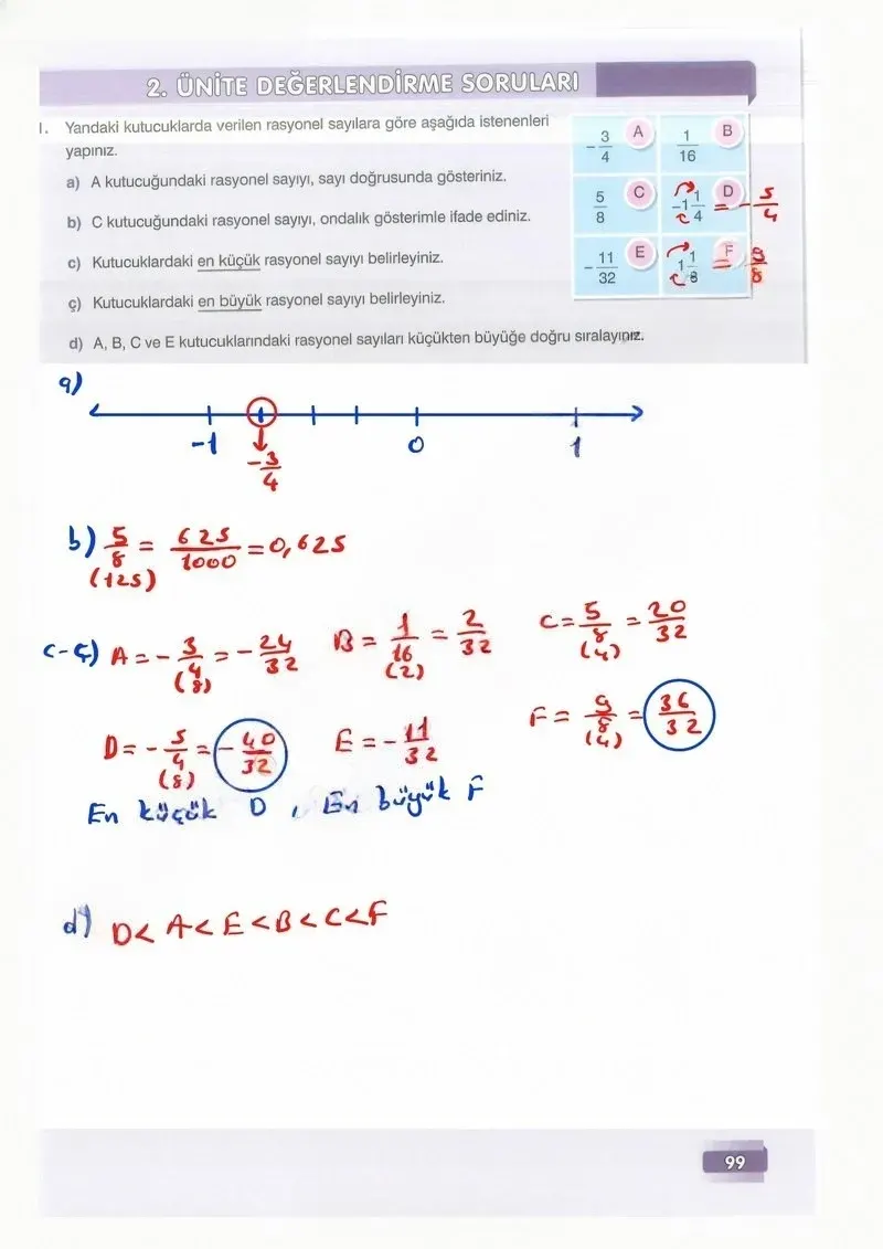 7. Sınıf Matematik Ders Kitabı Cevapları Edat Yayınları Sayfa 99 Çözüm Görseli