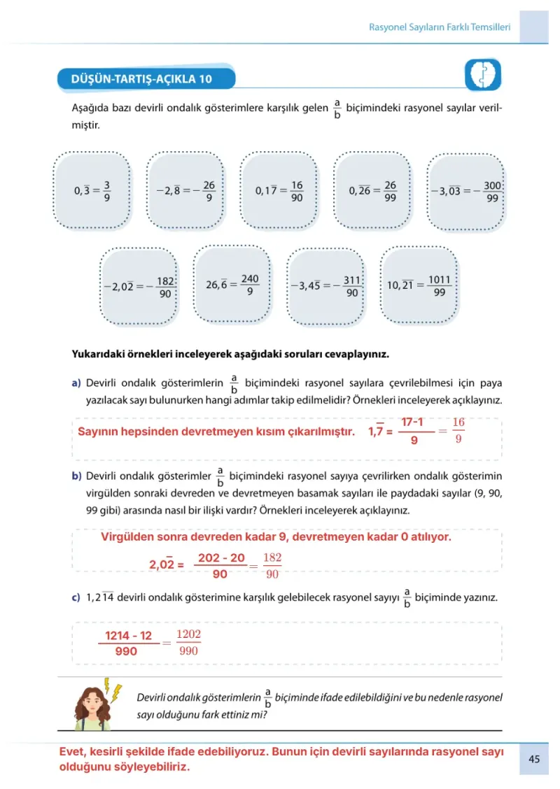7. Sınıf Matematik Ders Kitabı Cevapları Meb Yayınları 1. Kitap Sayfa 45 Çözüm Görseli