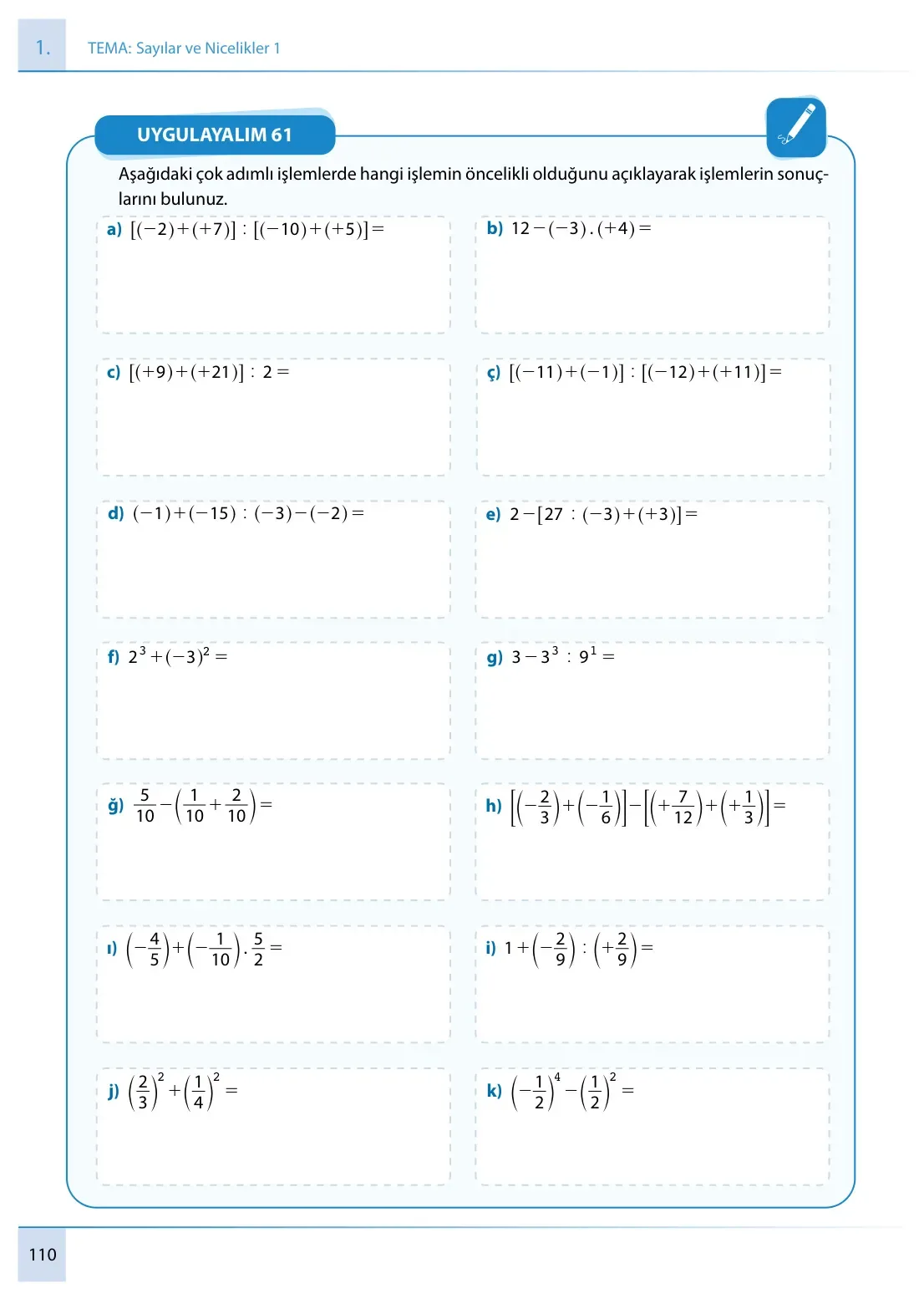7. Sınıf Matematik Ders Kitabı Cevapları Meb Yayınları 1. Kitap Sayfa 110