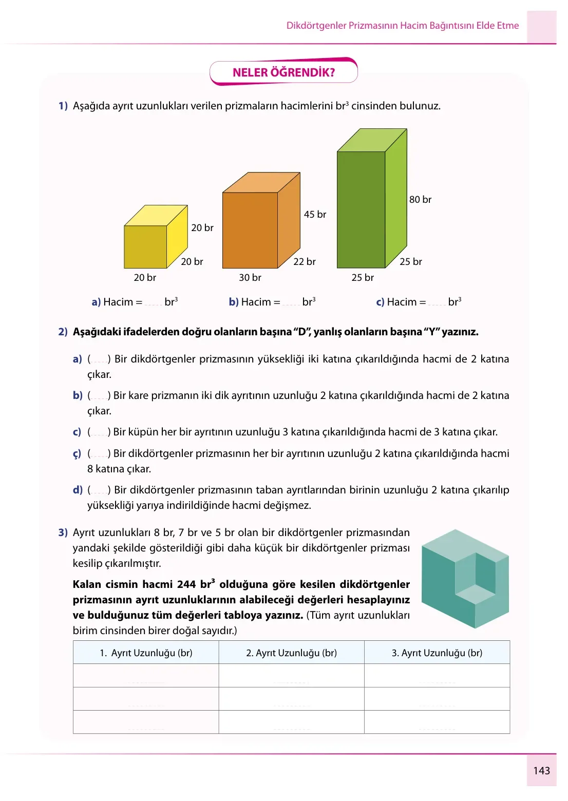 7. Sınıf Matematik Ders Kitabı Cevapları Meb Yayınları 1. Kitap Sayfa 143