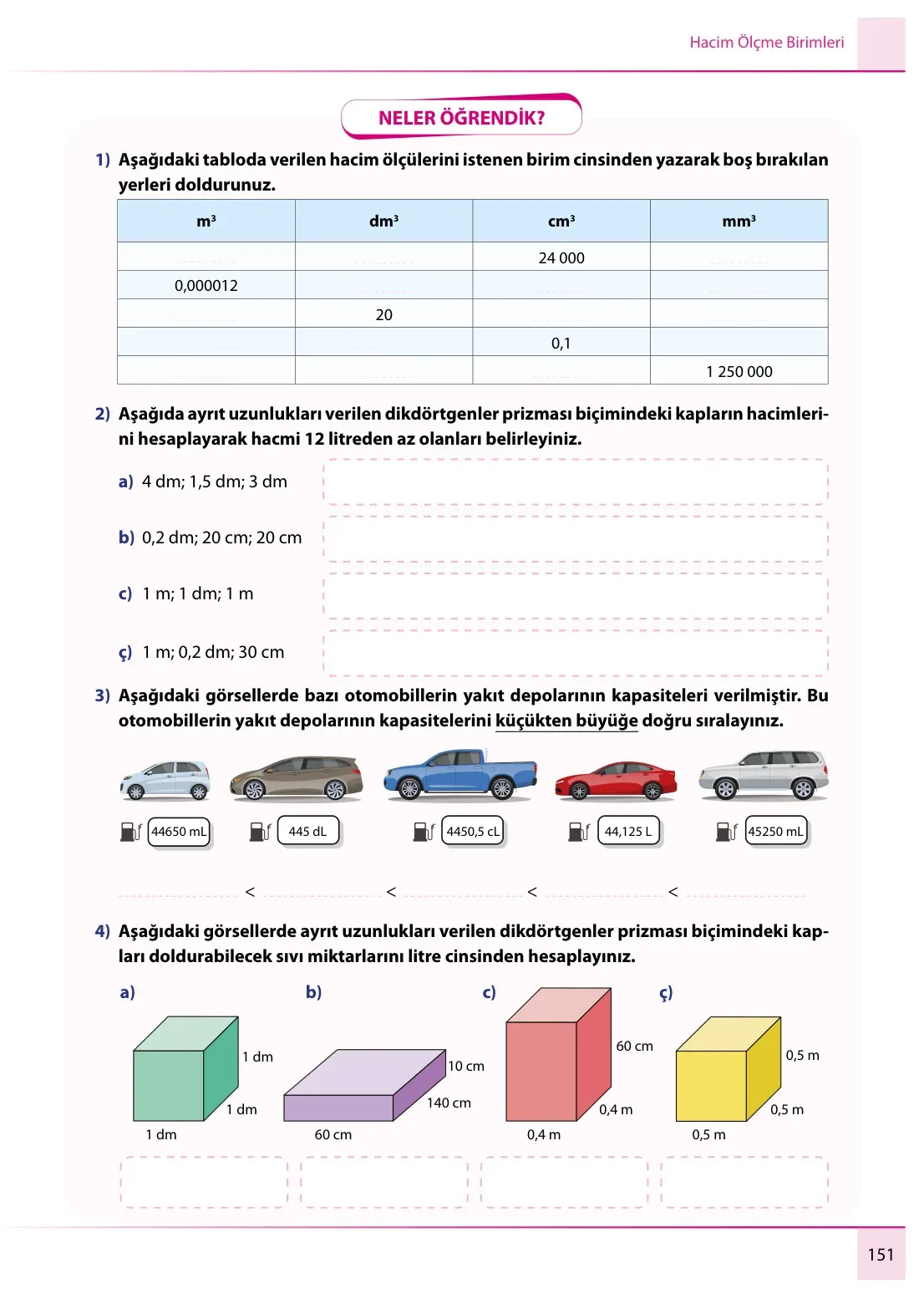 7. Sınıf Matematik Ders Kitabı Cevapları Meb Yayınları 1. Kitap Sayfa 151