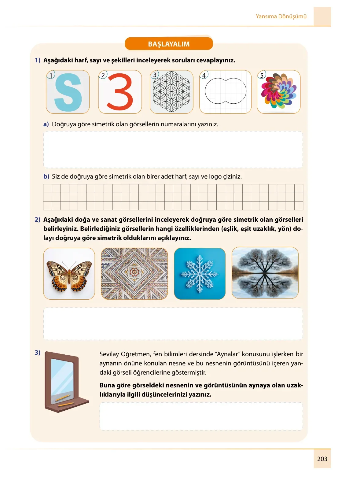 7. Sınıf Matematik Ders Kitabı Cevapları Meb Yayınları 1. Kitap Sayfa 203