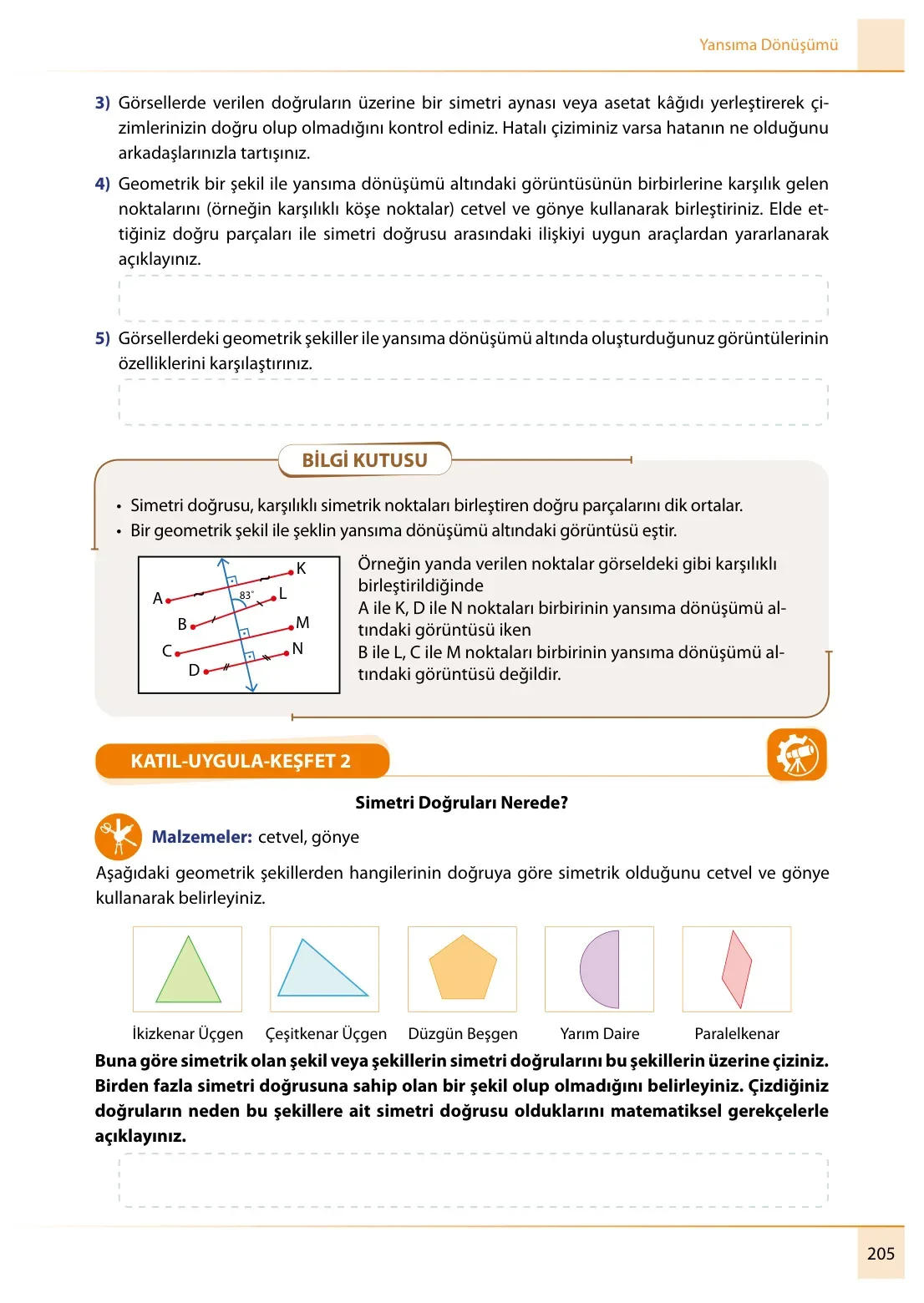 7. Sınıf Matematik Ders Kitabı Cevapları Meb Yayınları 1. Kitap Sayfa 205
