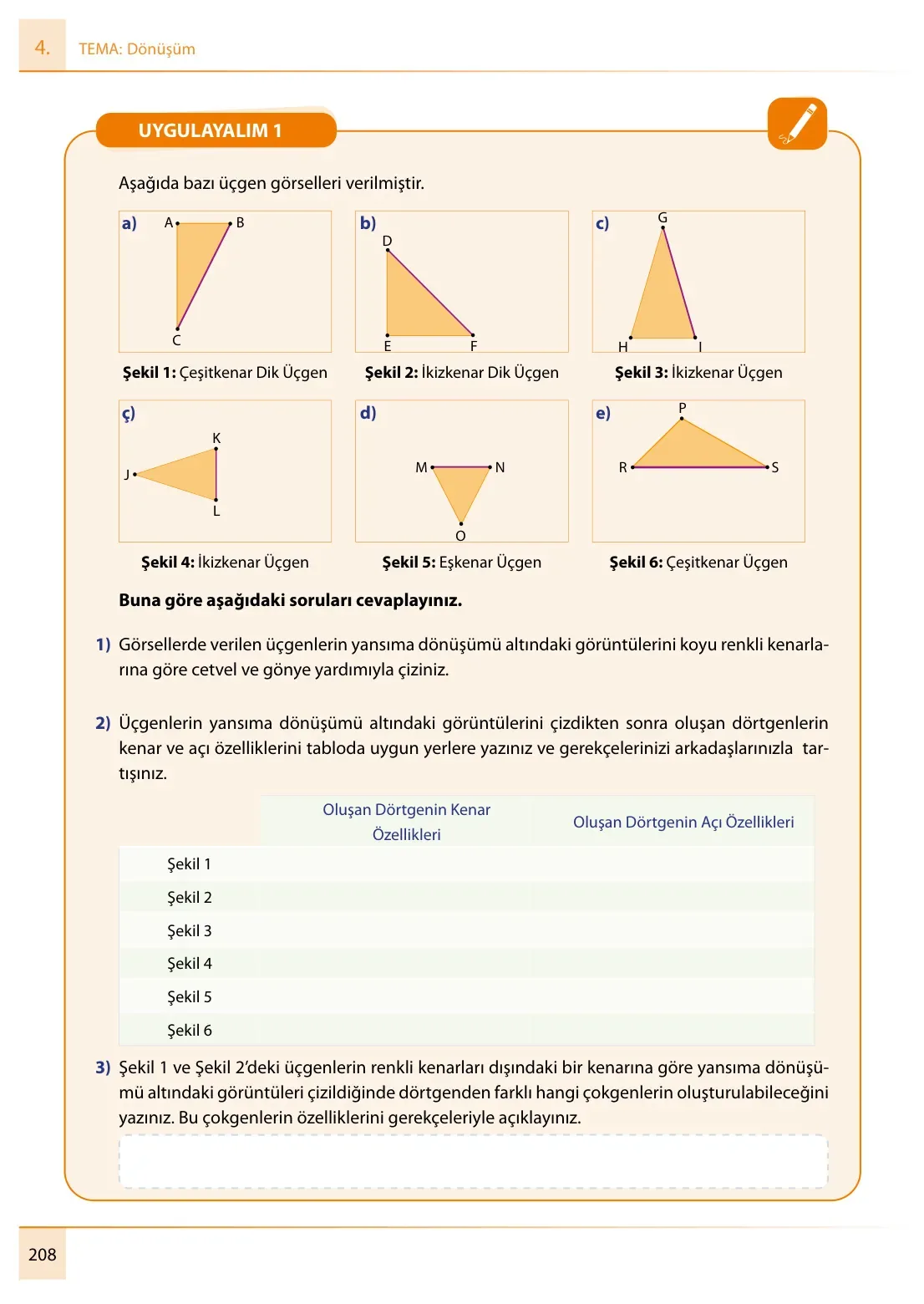7. Sınıf Matematik Ders Kitabı Cevapları Meb Yayınları 1. Kitap Sayfa 208