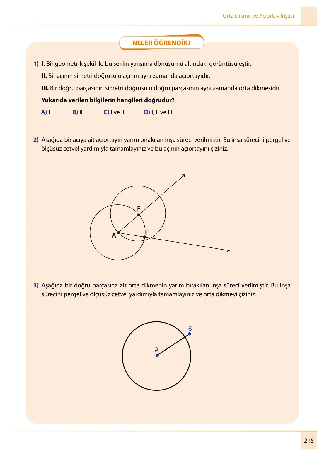 7. Sınıf Matematik Ders Kitabı Cevapları Meb Yayınları 1. Kitap Sayfa 215