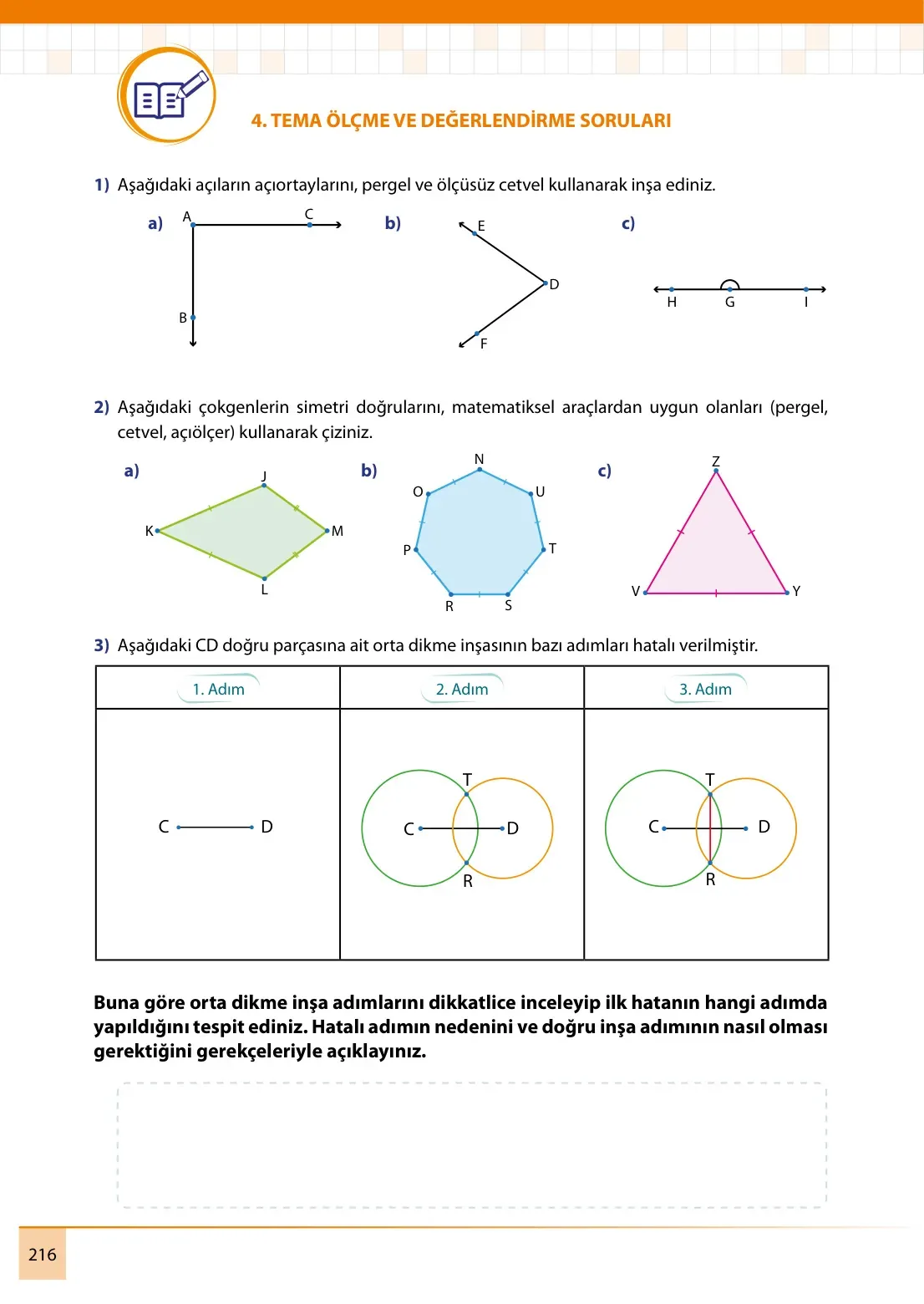 7. Sınıf Matematik Ders Kitabı Cevapları Meb Yayınları 1. Kitap Sayfa 216