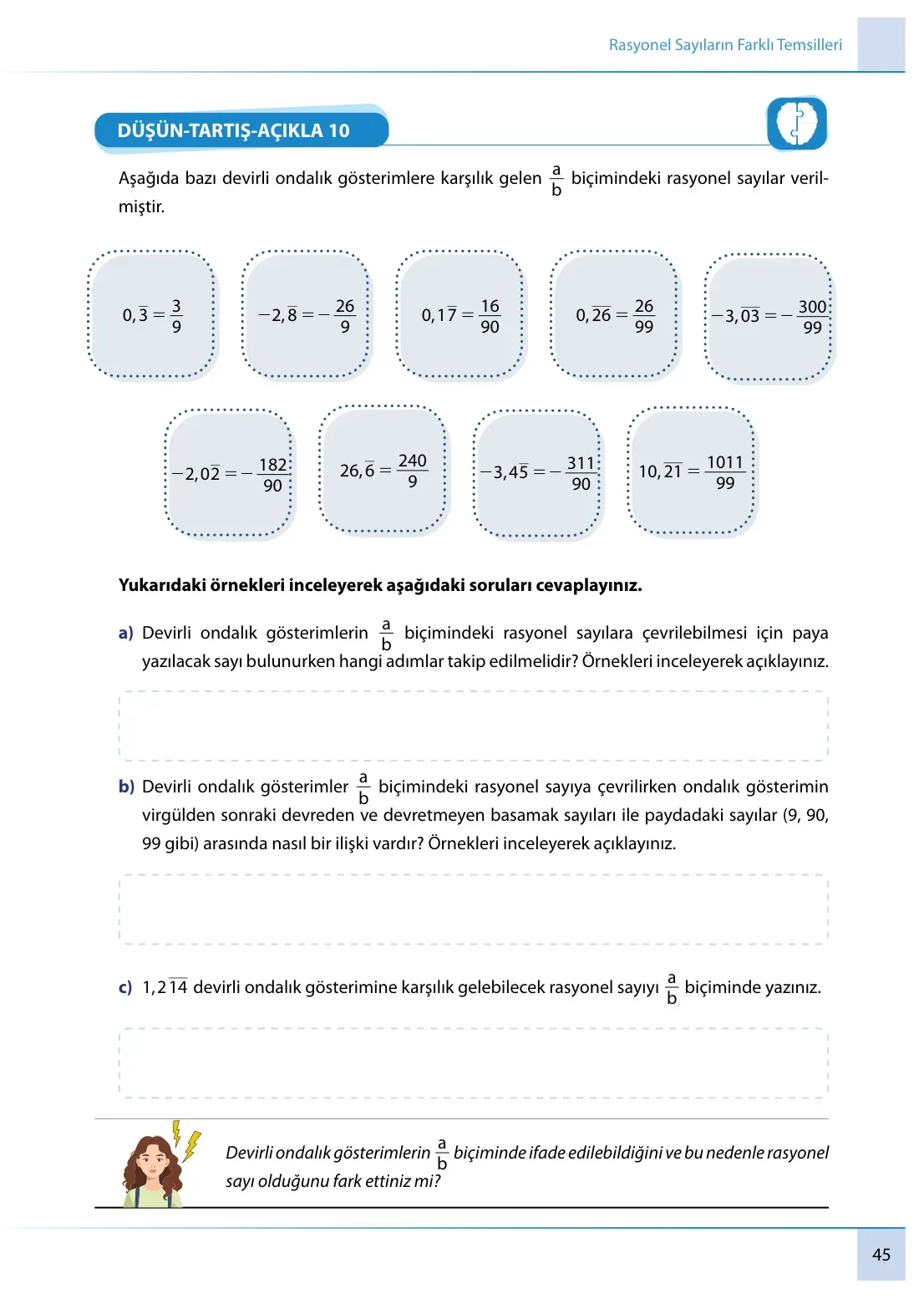 7. Sınıf Matematik Ders Kitabı Cevapları Meb Yayınları 1. Kitap Sayfa 45