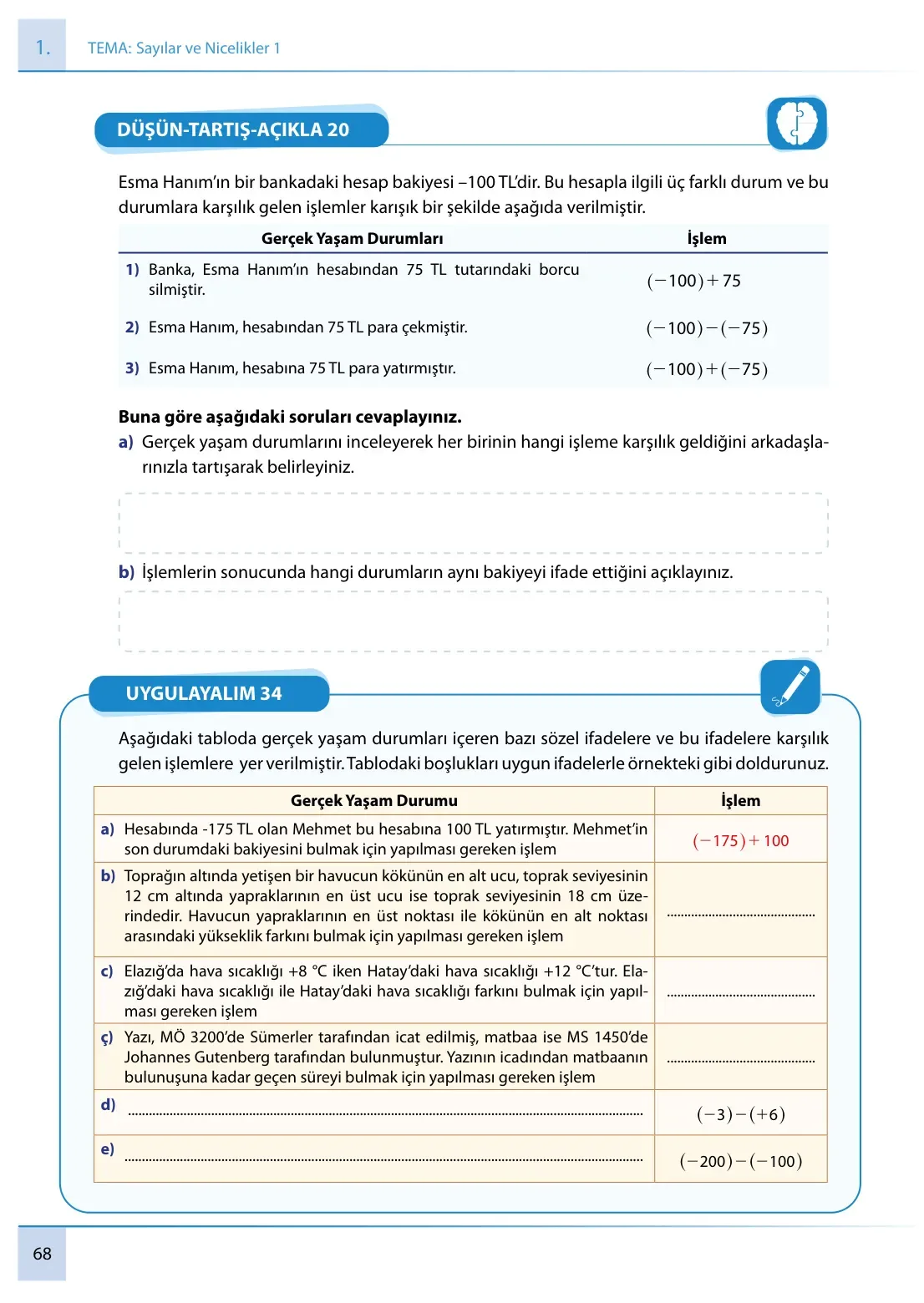 7. Sınıf Matematik Ders Kitabı Cevapları Meb Yayınları 1. Kitap Sayfa 68