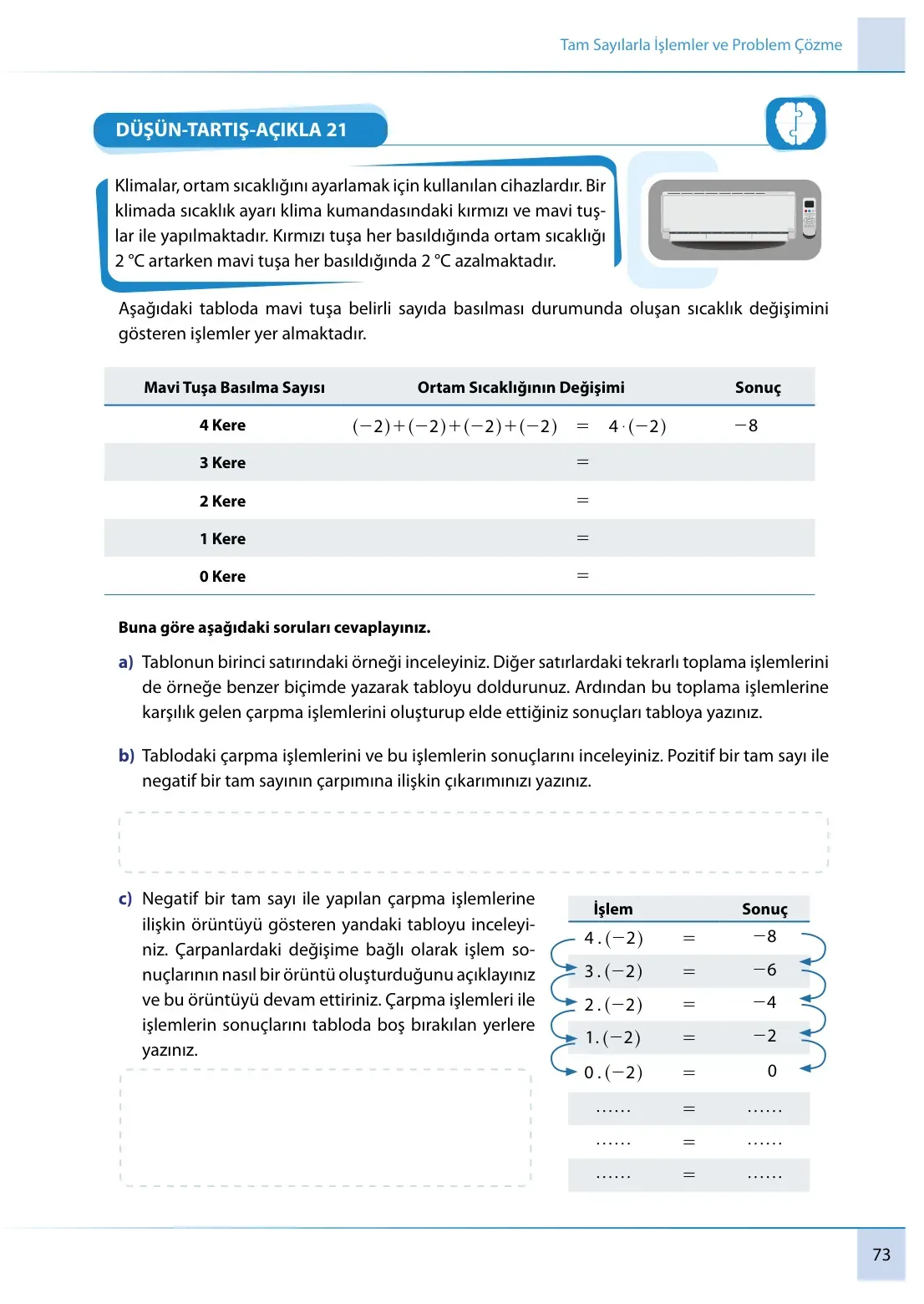 7. Sınıf Matematik Ders Kitabı Cevapları Meb Yayınları 1. Kitap Sayfa 73