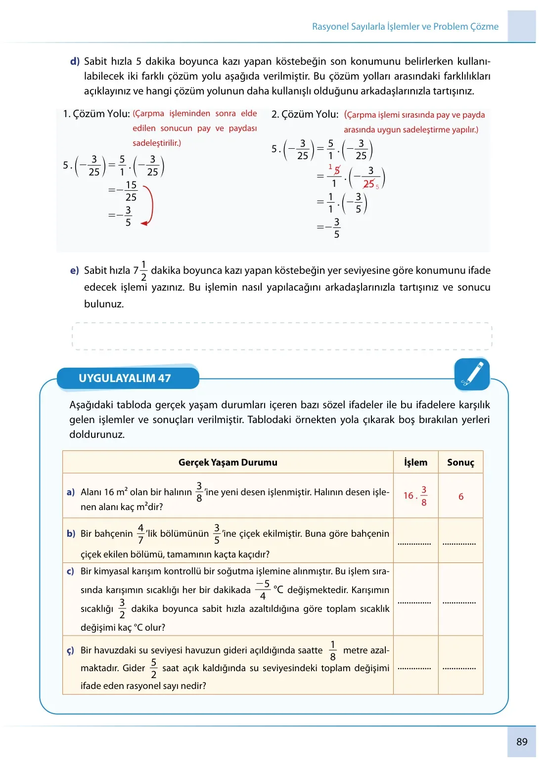 7. Sınıf Matematik Ders Kitabı Cevapları Meb Yayınları 1. Kitap Sayfa 89