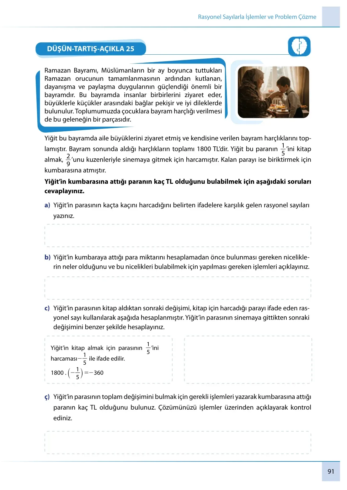 7. Sınıf Matematik Ders Kitabı Cevapları Meb Yayınları 1. Kitap Sayfa 91
