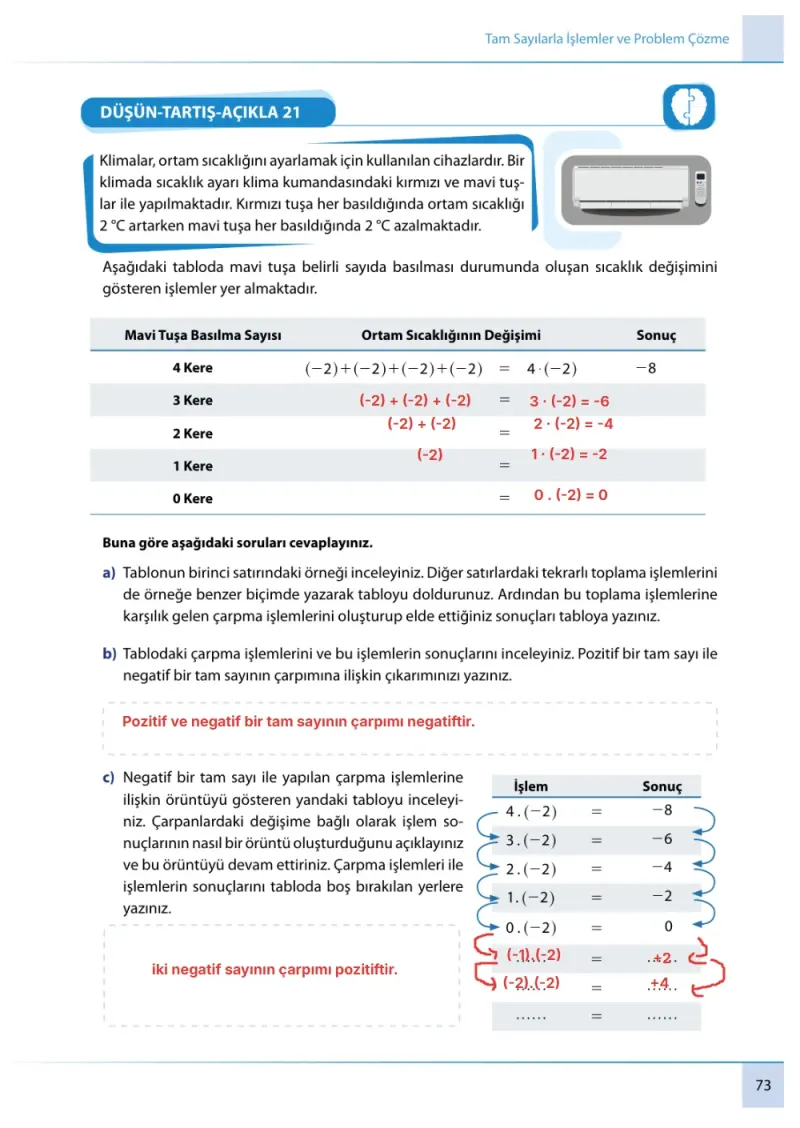 7. Sınıf Matematik Ders Kitabı Cevapları Meb Yayınları 1. Kitap Sayfa 73 Çözüm Görseli