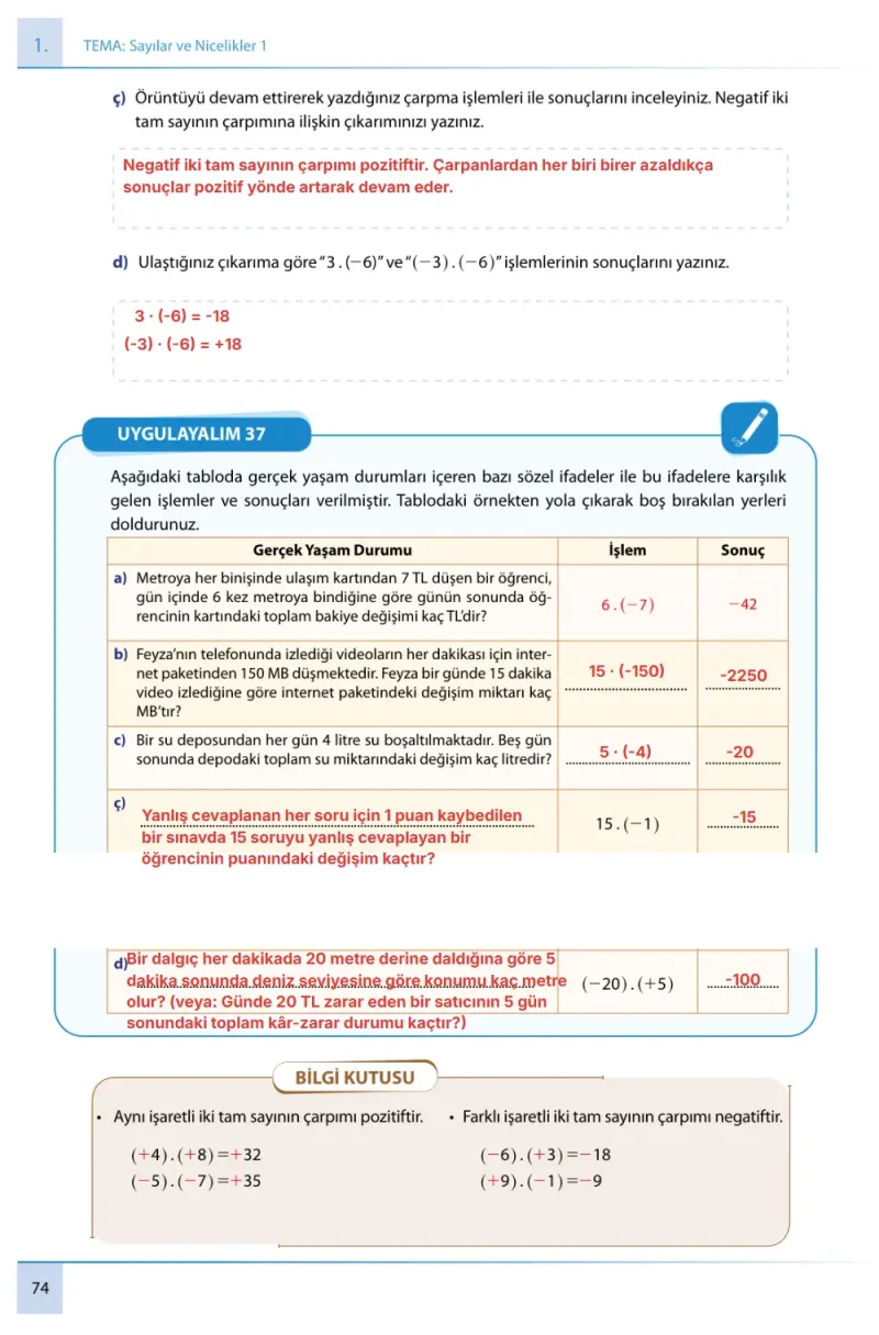 7. Sınıf Matematik Ders Kitabı Cevapları Meb Yayınları 1. Kitap Sayfa 74 Çözüm Görseli