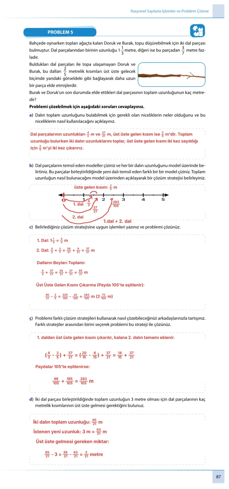 7. Sınıf Matematik Ders Kitabı Cevapları Meb Yayınları 1. Kitap Sayfa 87 Çözüm Görseli