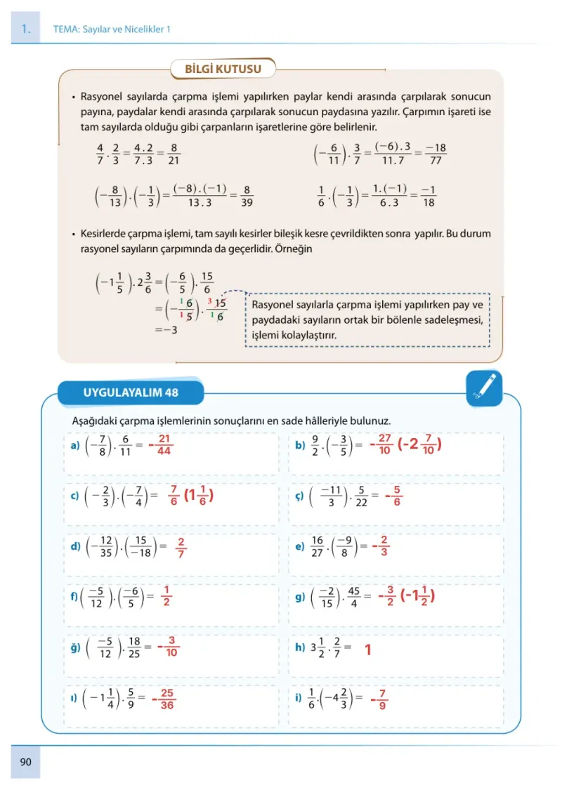 7. Sınıf Matematik Ders Kitabı Cevapları Meb Yayınları 1. Kitap Sayfa 90 Çözüm Görseli