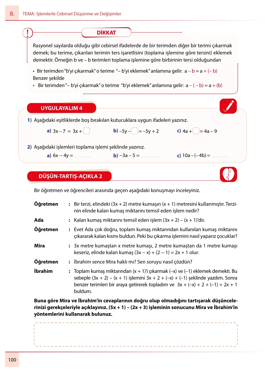 7. Sınıf Matematik Ders Kitabı Cevapları Meb Yayınları 2. Kitap Sayfa 100