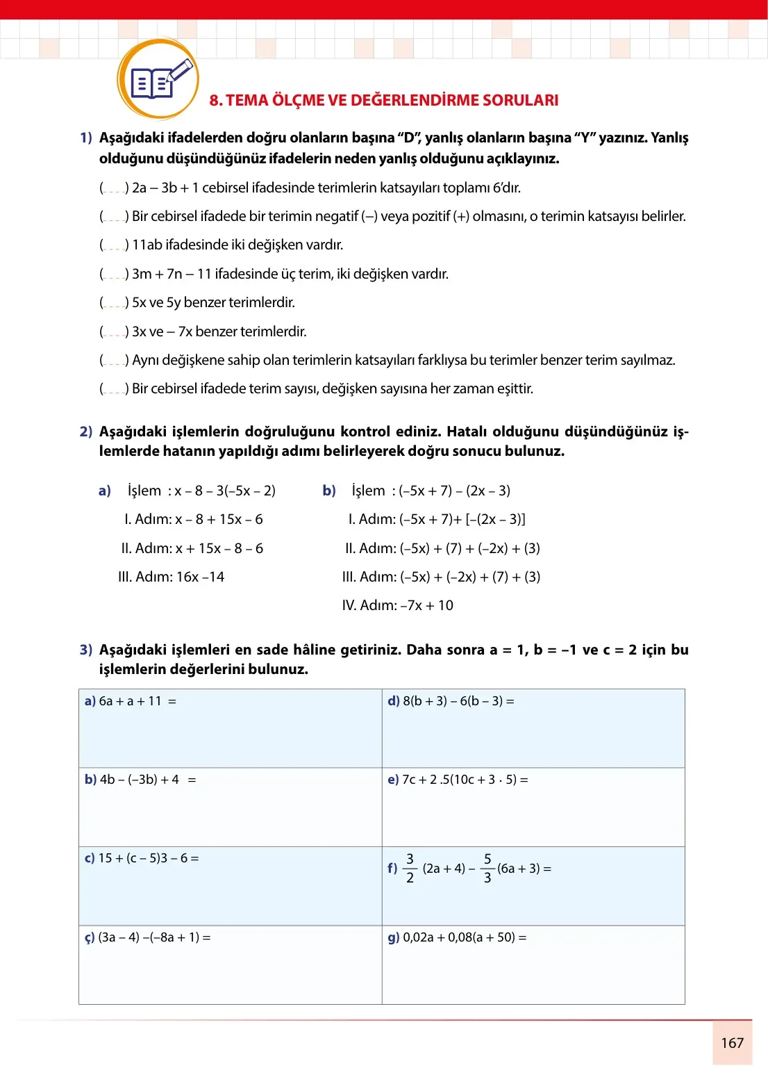 7. Sınıf Matematik Ders Kitabı Cevapları Meb Yayınları 2. Kitap Sayfa 167