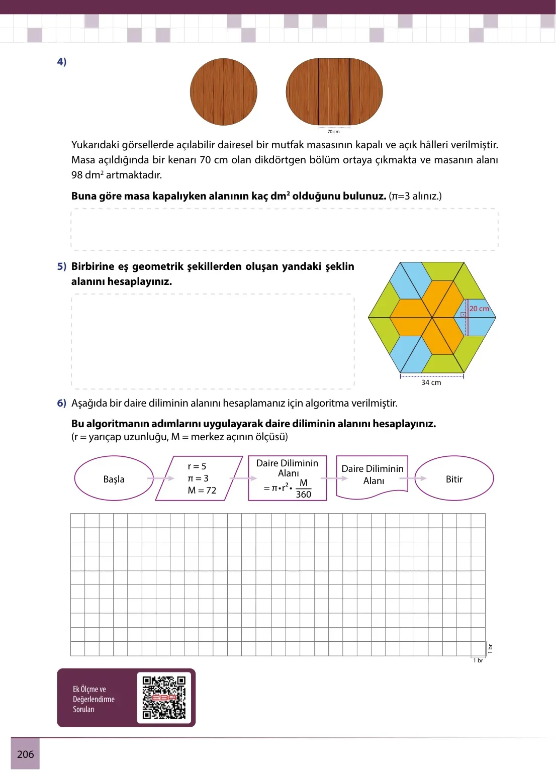 7. Sınıf Matematik Ders Kitabı Cevapları Meb Yayınları 2. Kitap Sayfa 206