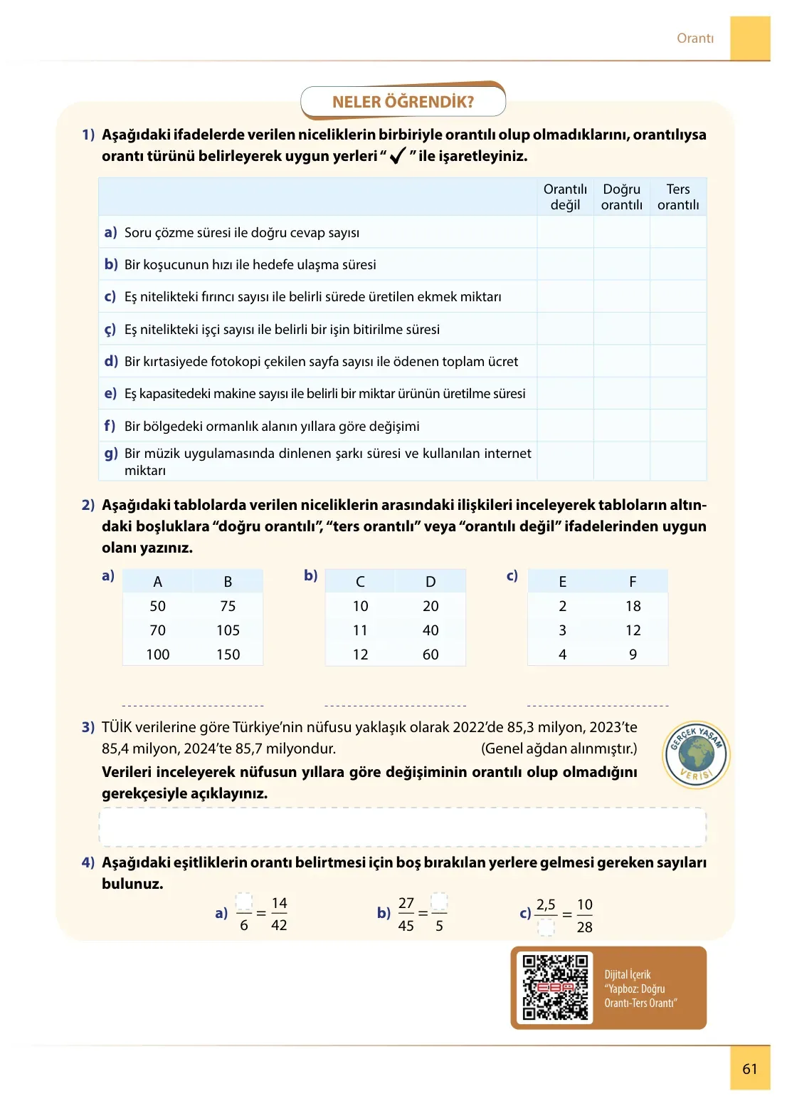 7. Sınıf Matematik Ders Kitabı Cevapları Meb Yayınları 2. Kitap Sayfa 61