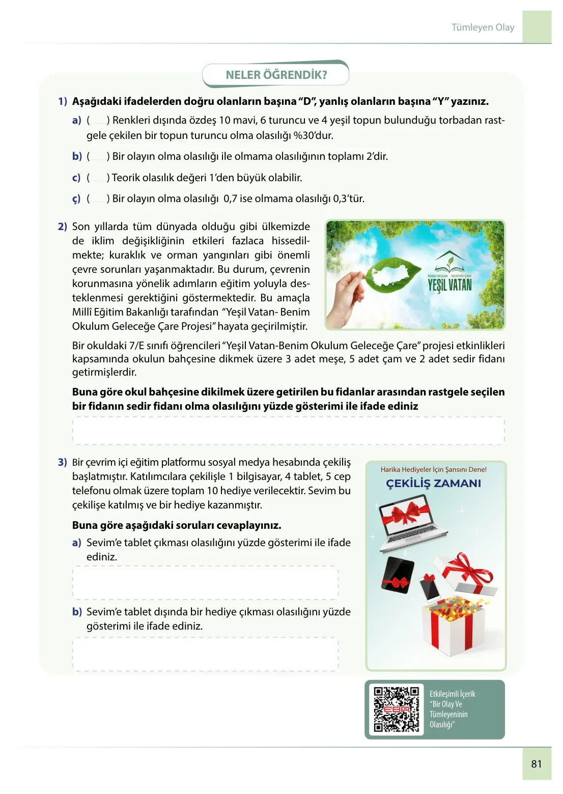 7. Sınıf Matematik Ders Kitabı Cevapları Meb Yayınları 2. Kitap Sayfa 81