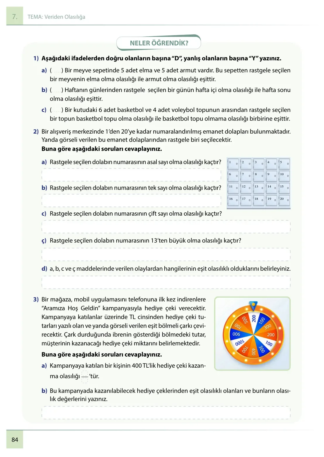 7. Sınıf Matematik Ders Kitabı Cevapları Meb Yayınları 2. Kitap Sayfa 84