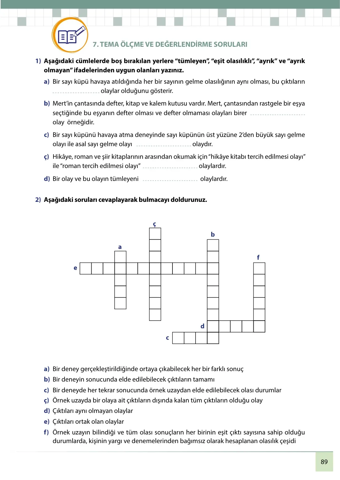7. Sınıf Matematik Ders Kitabı Cevapları Meb Yayınları 2. Kitap Sayfa 89